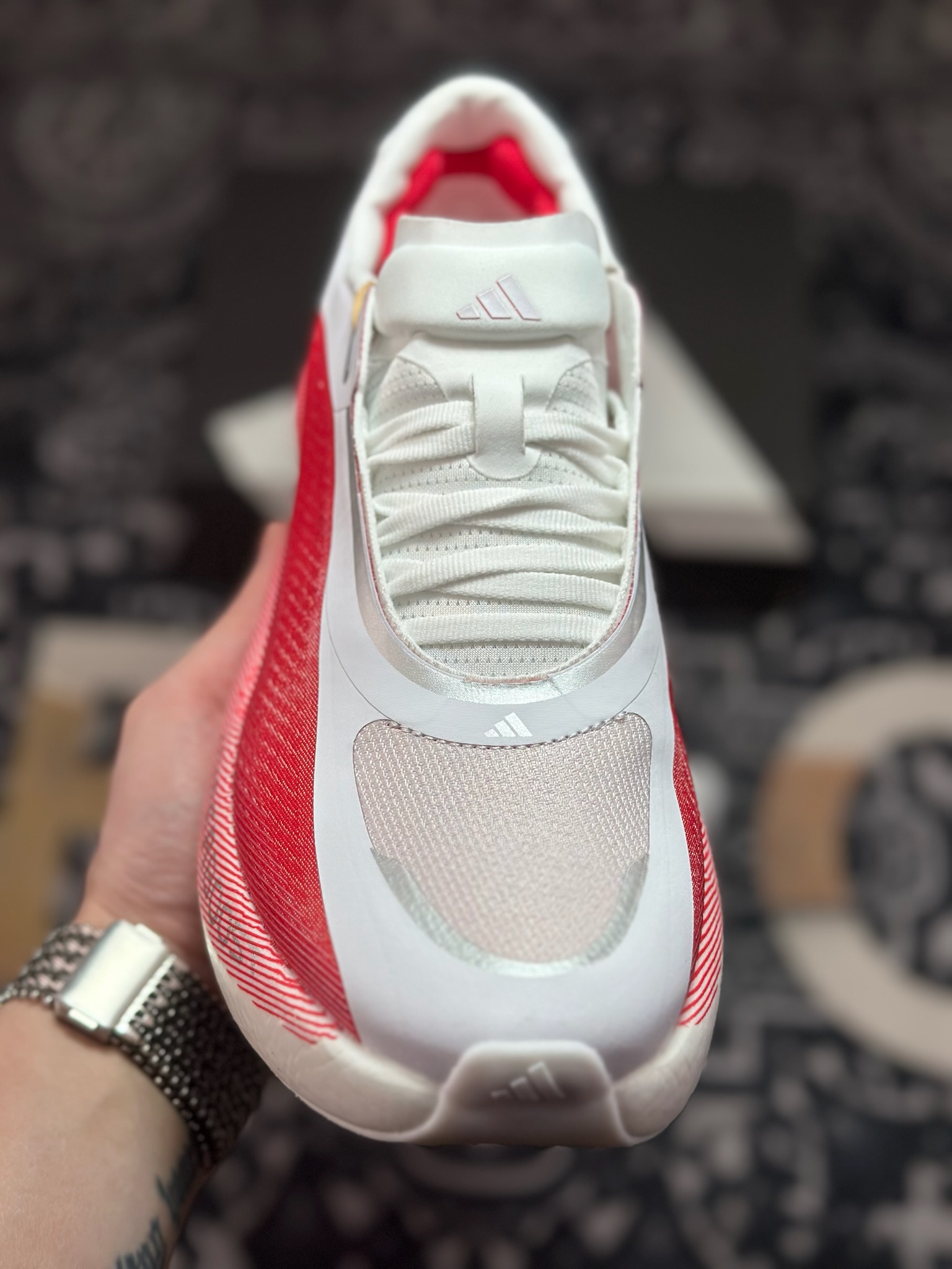原装级别 AD Hyper Boost Edge M 白红 马拉松轻量竞速运动跑鞋 KI1913