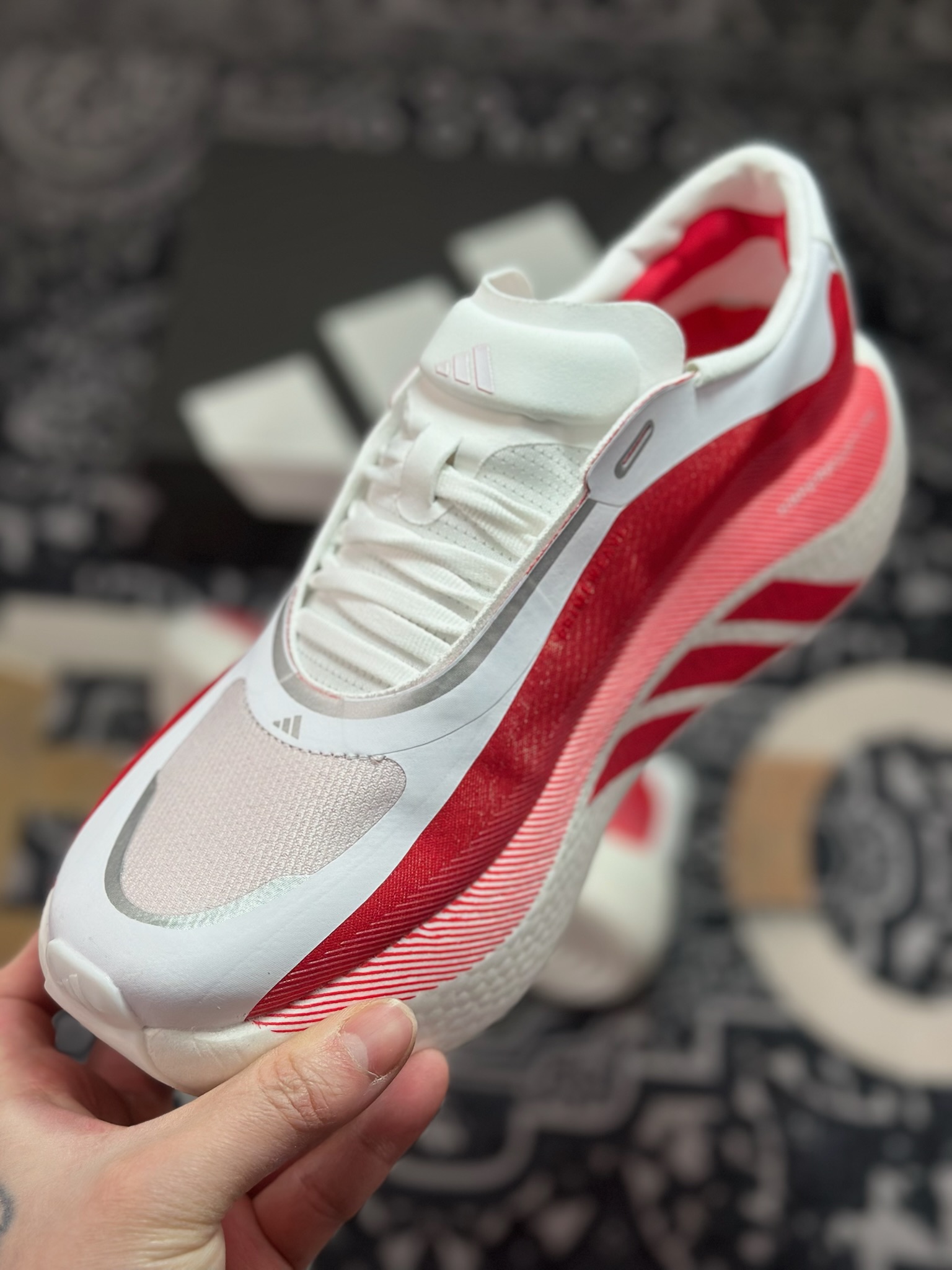 原装级别 AD Hyper Boost Edge M 白红 马拉松轻量竞速运动跑鞋 KI1913