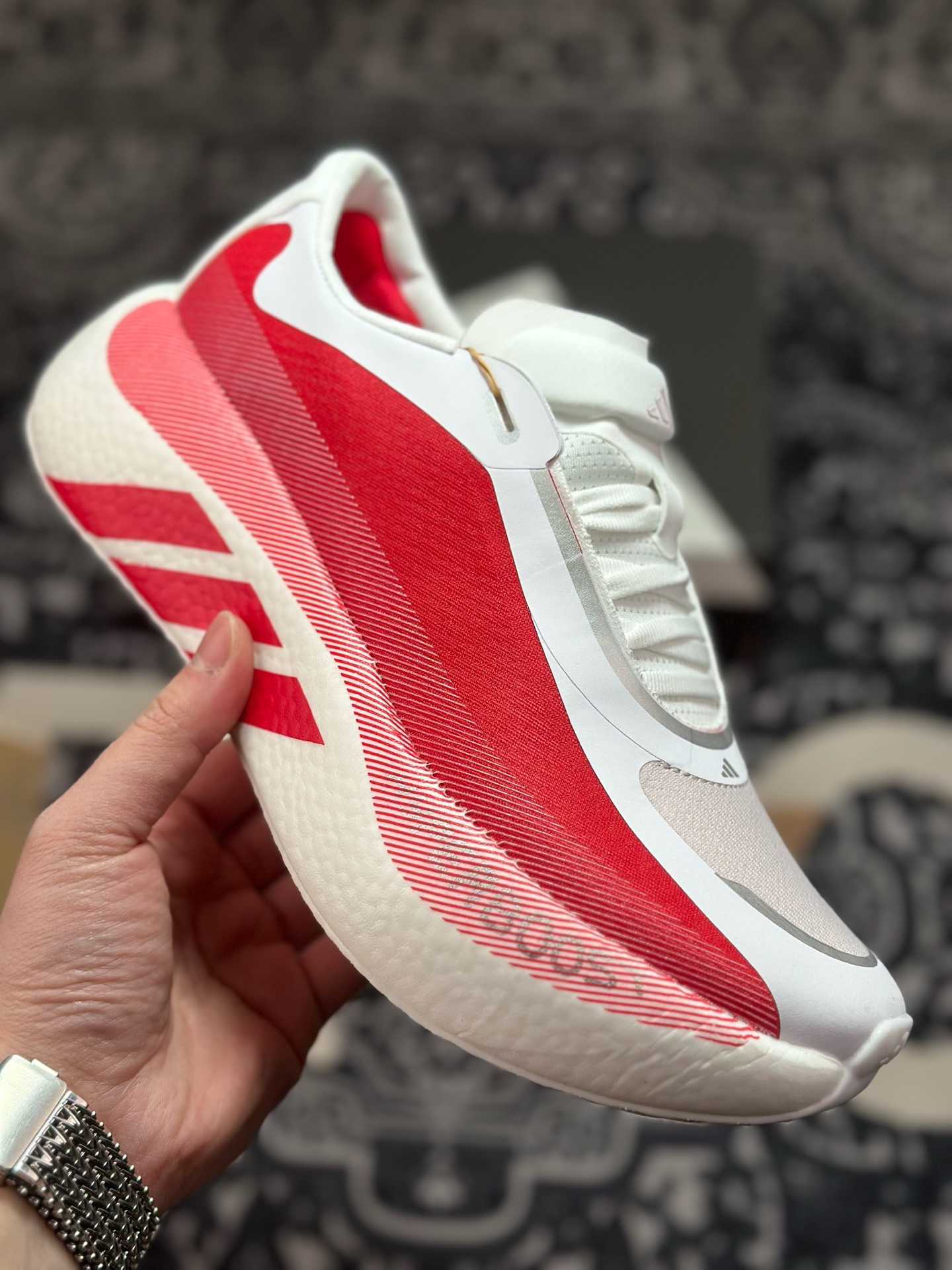 原装级别 AD Hyper Boost Edge M 白红 马拉松轻量竞速运动跑鞋 KI1913