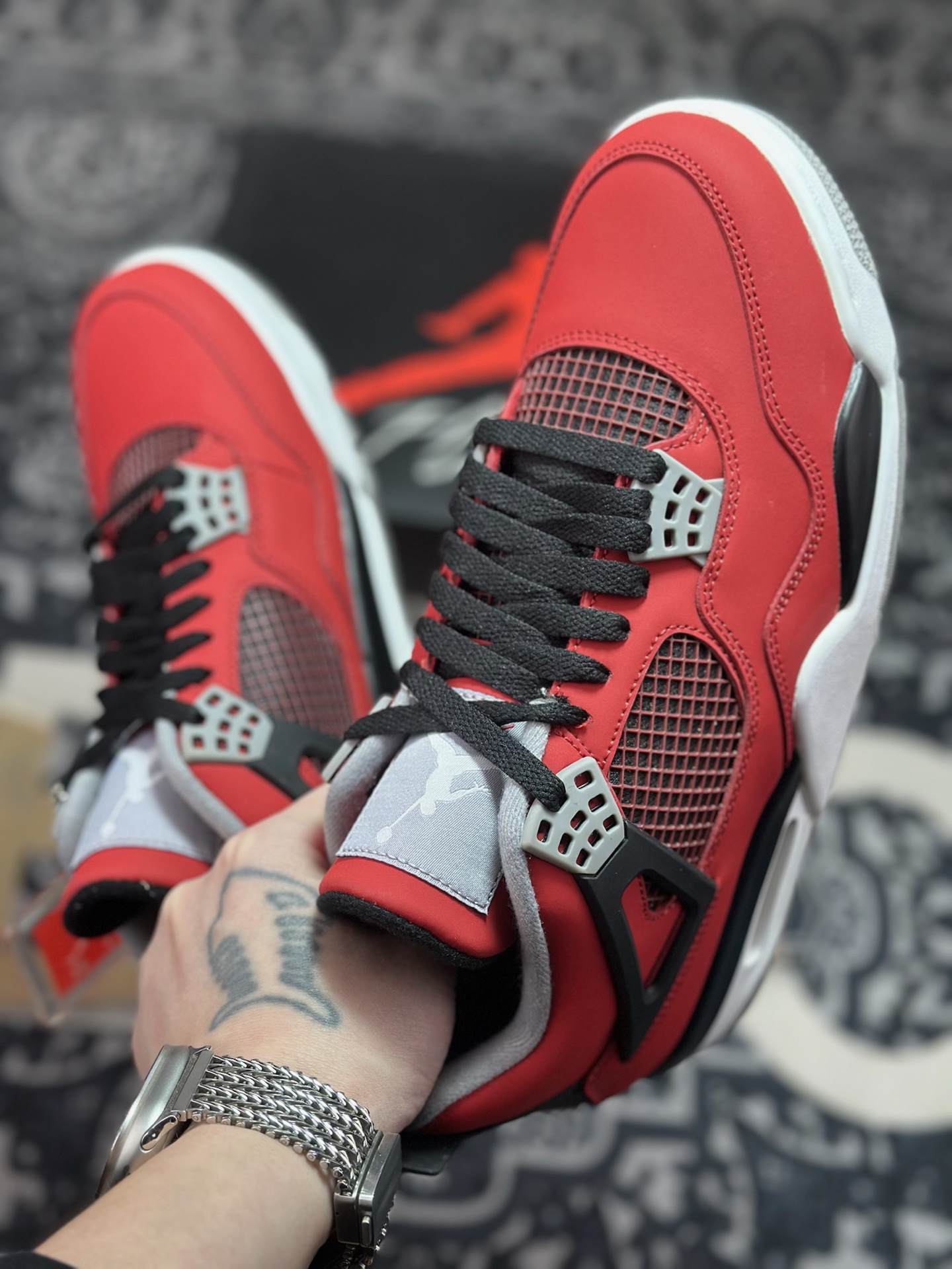原装级别 Jordan Air Jordan 4 Retro Toro Bravo 愤怒的公牛 潮流 中帮 复古篮球鞋 男款 红色 308497-603