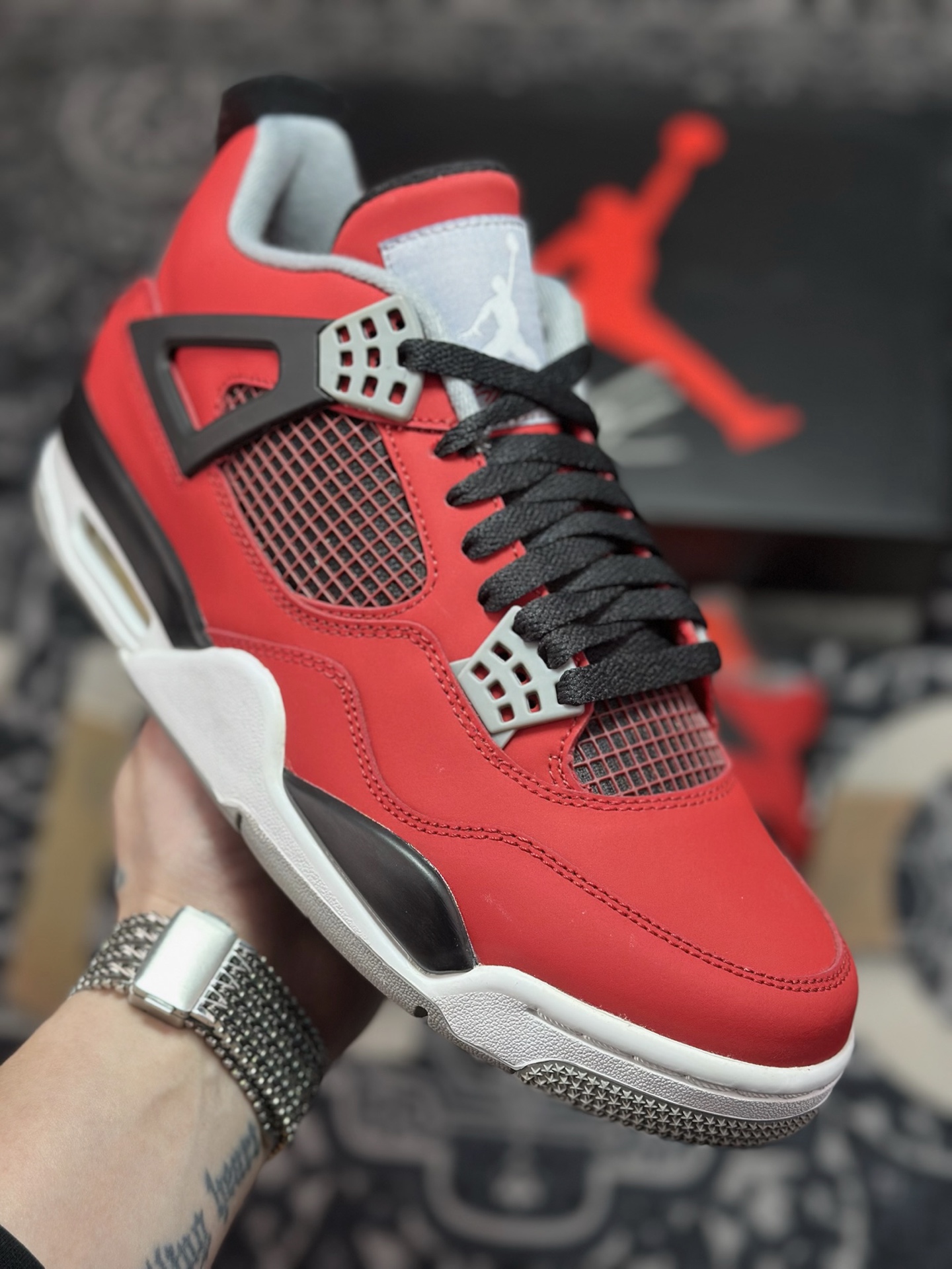 原装级别 Jordan Air Jordan 4 Retro Toro Bravo 愤怒的公牛 潮流 中帮 复古篮球鞋 男款 红色 308497-603