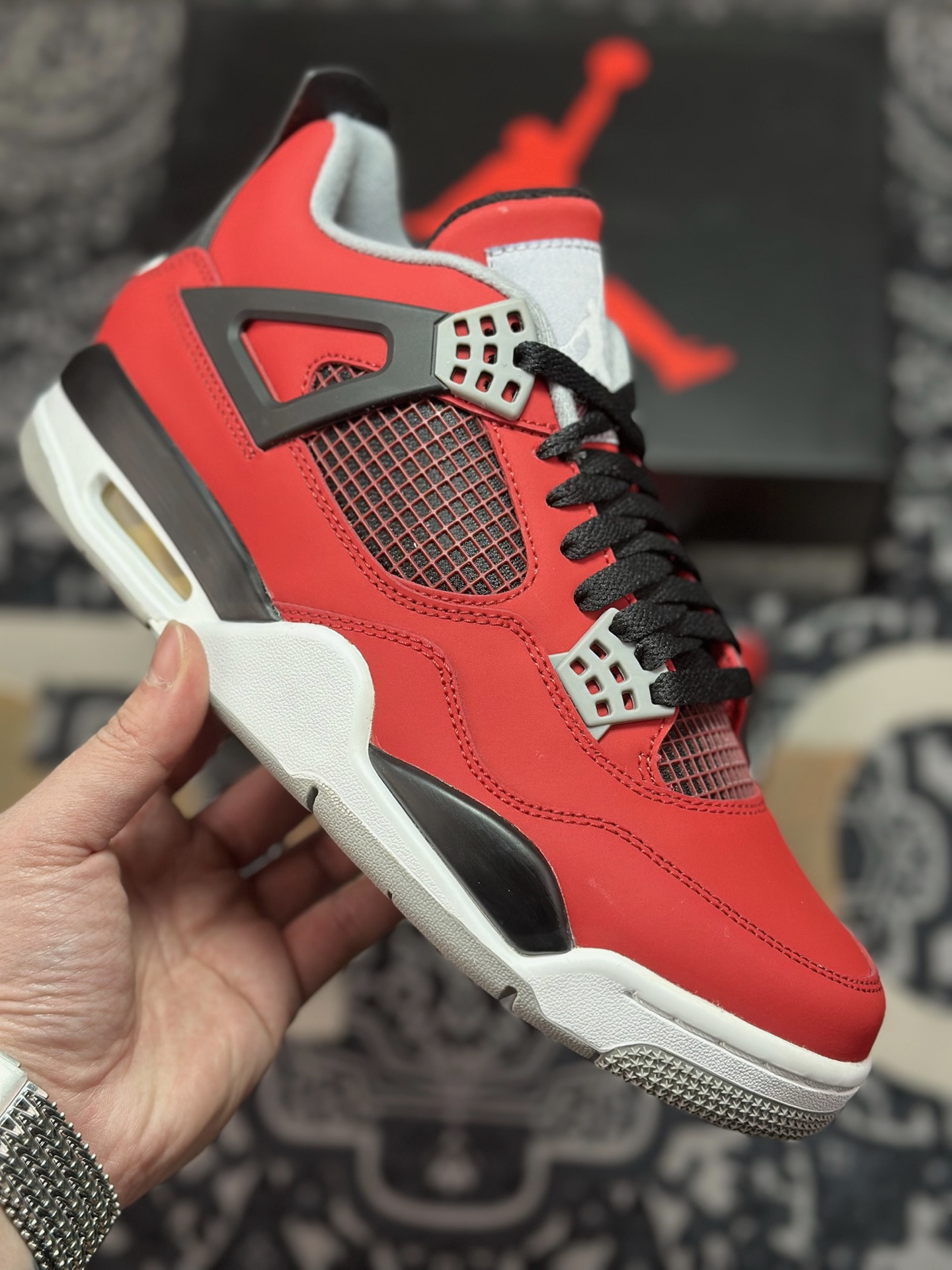 原装级别 Jordan Air Jordan 4 Retro Toro Bravo 愤怒的公牛 潮流 中帮 复古篮球鞋 男款 红色 308497-603
