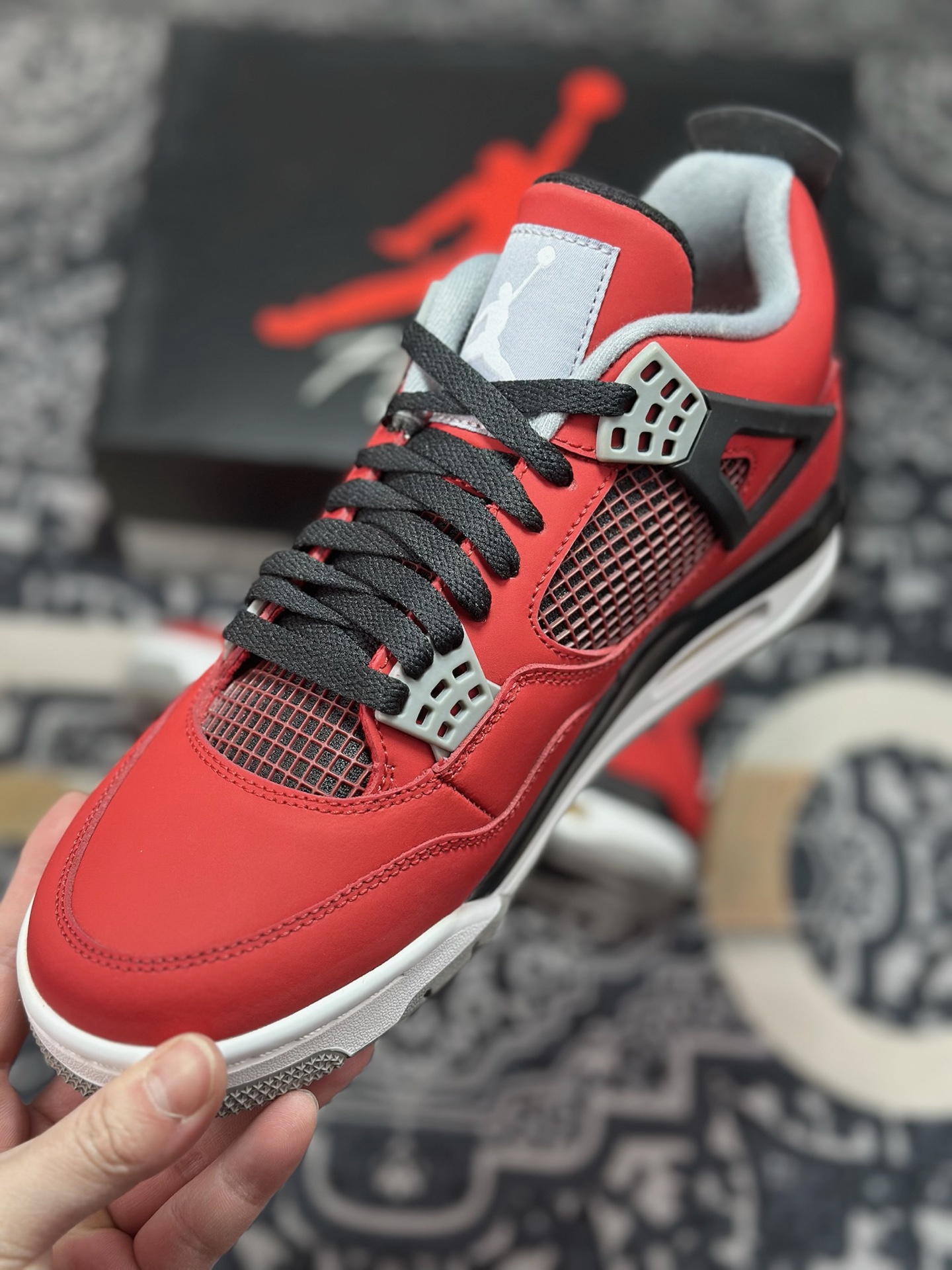 原装级别 Jordan Air Jordan 4 Retro Toro Bravo 愤怒的公牛 潮流 中帮 复古篮球鞋 男款 红色 308497-603