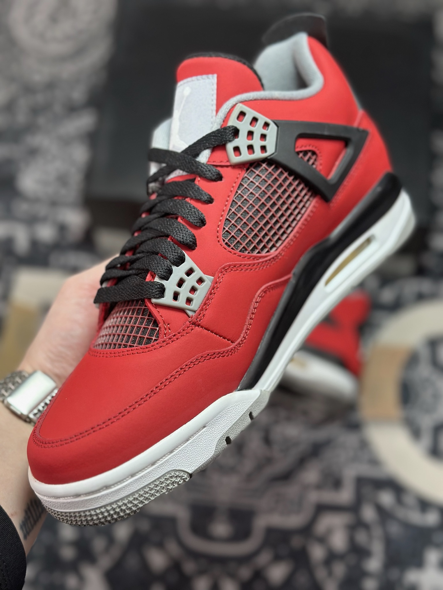 原装级别 Jordan Air Jordan 4 Retro Toro Bravo 愤怒的公牛 潮流 中帮 复古篮球鞋 男款 红色 308497-603