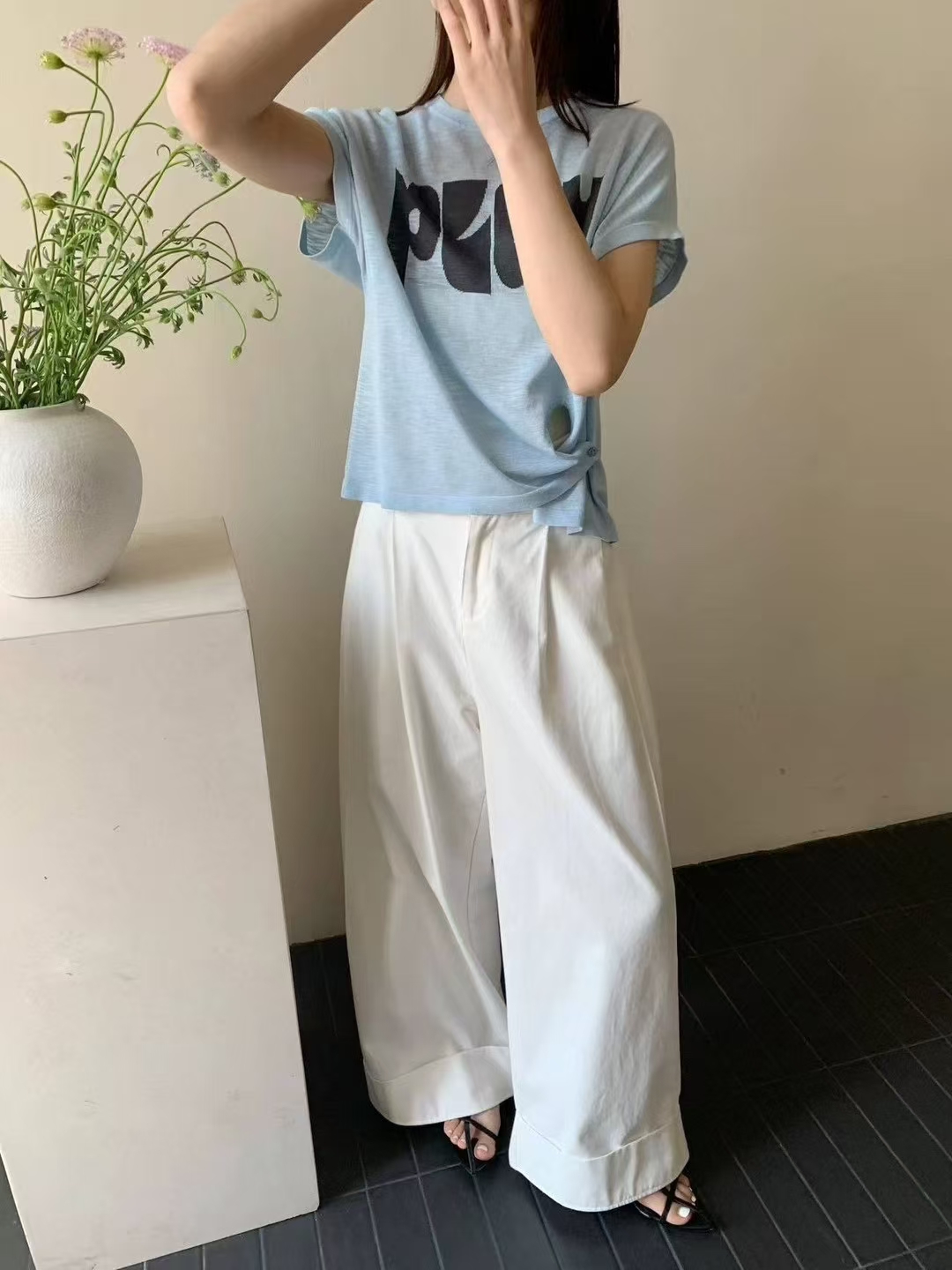 P322 High-end quality women’s outfit with a plaid platinum platinum - 图片 5