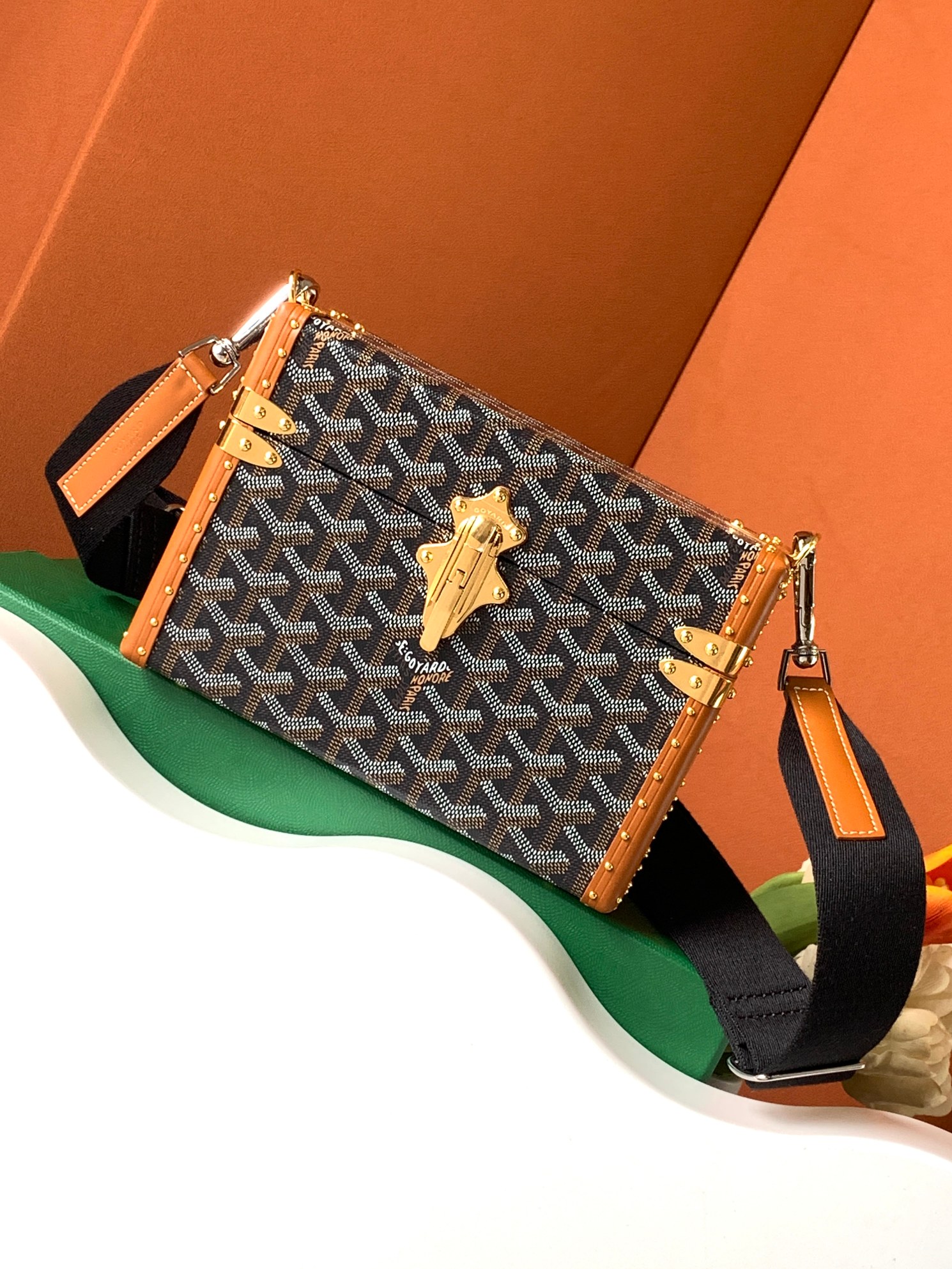 Goyard Cassette коробка-сумка с откидной крышкой, жёсткий кейс, ремень