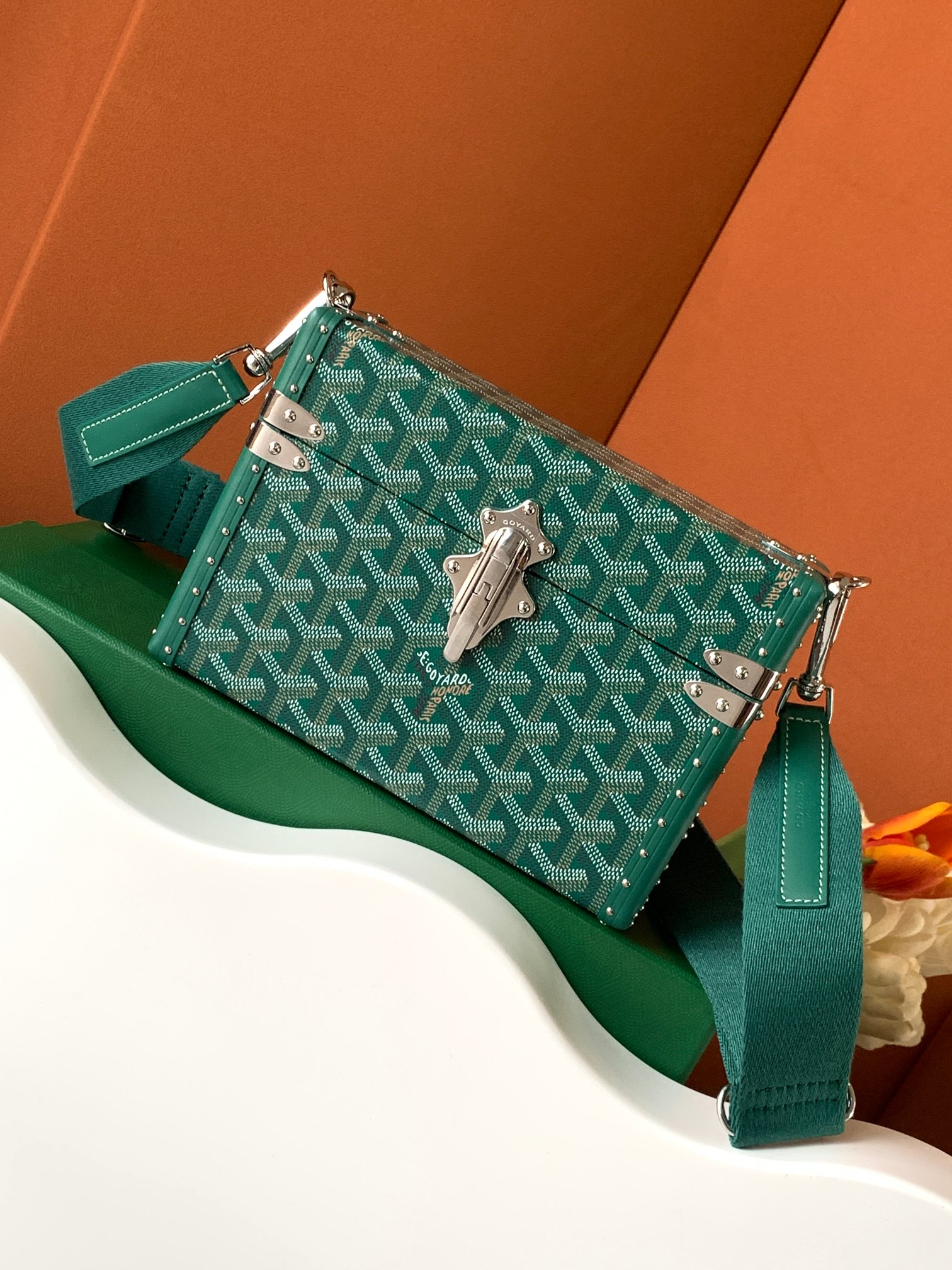 Goyard Cassette Green Hard Case Crossbody Bag