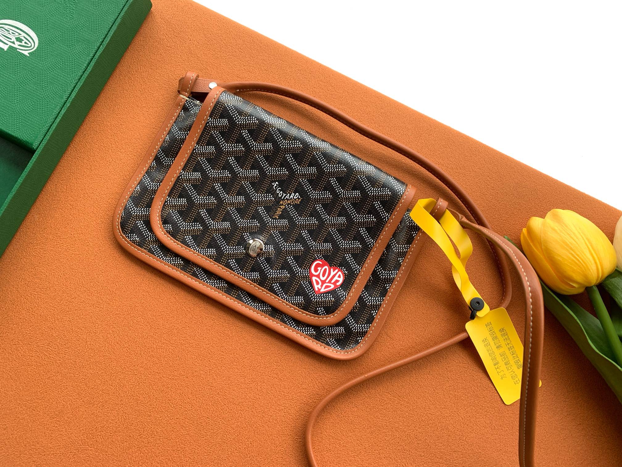 Goyardine Canvas Calfskin Three-Layer Crossbody Bag