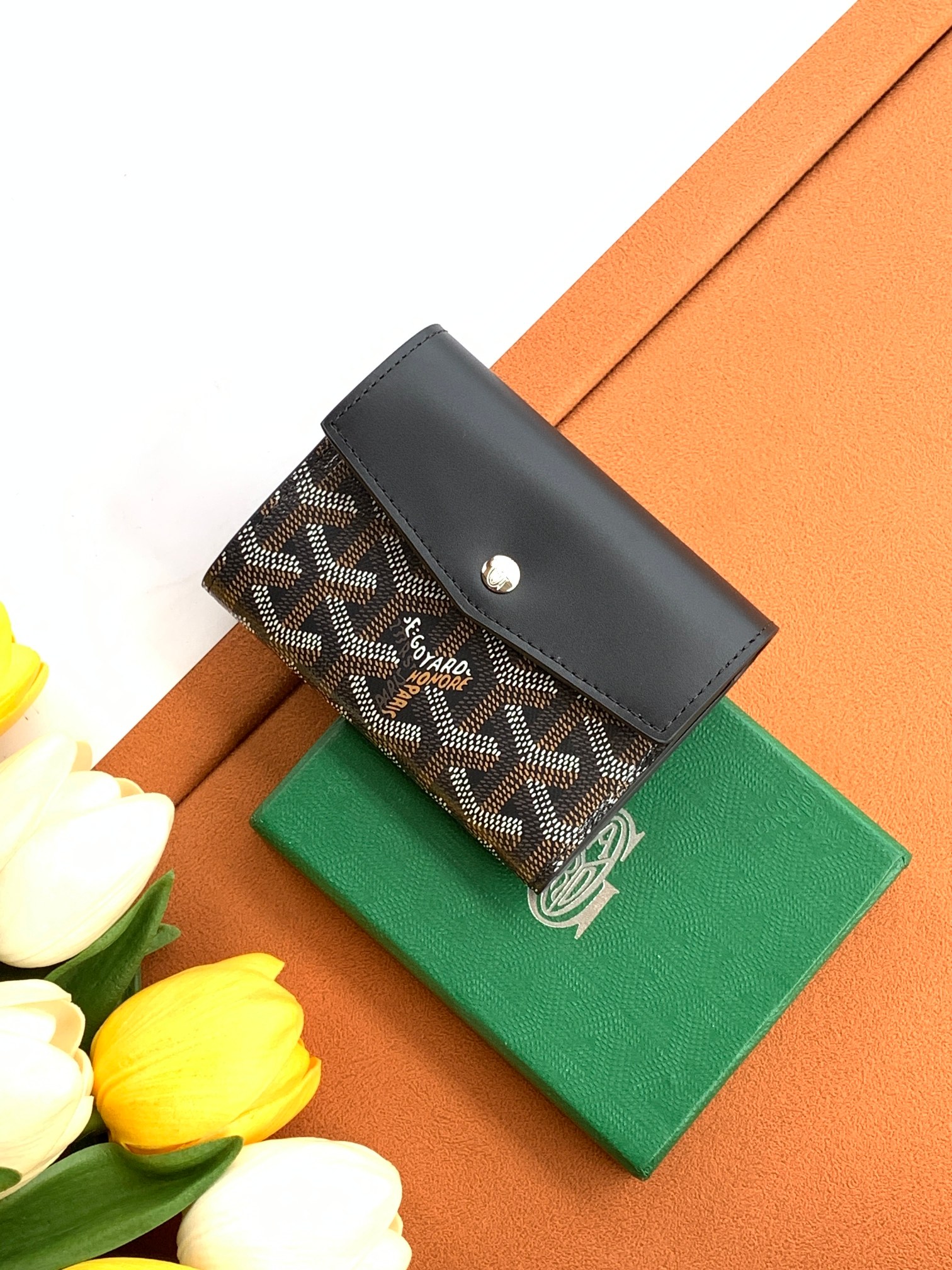 Goyard 三折短夹 山羊皮衬里