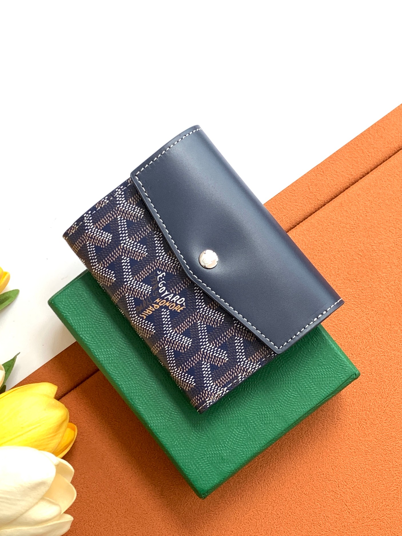 Goyard 三折短夹 山羊皮衬里