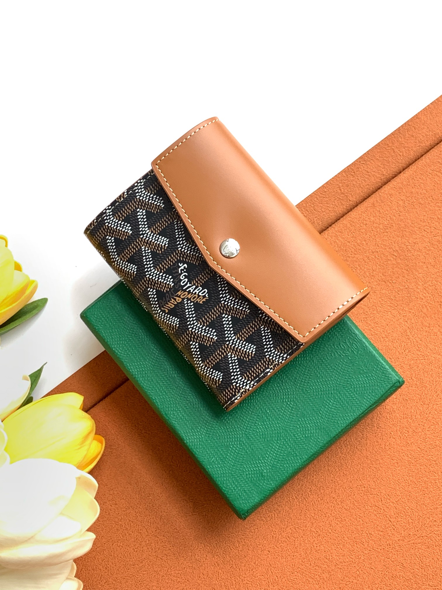 Goyard 三折短夹 山羊皮衬里