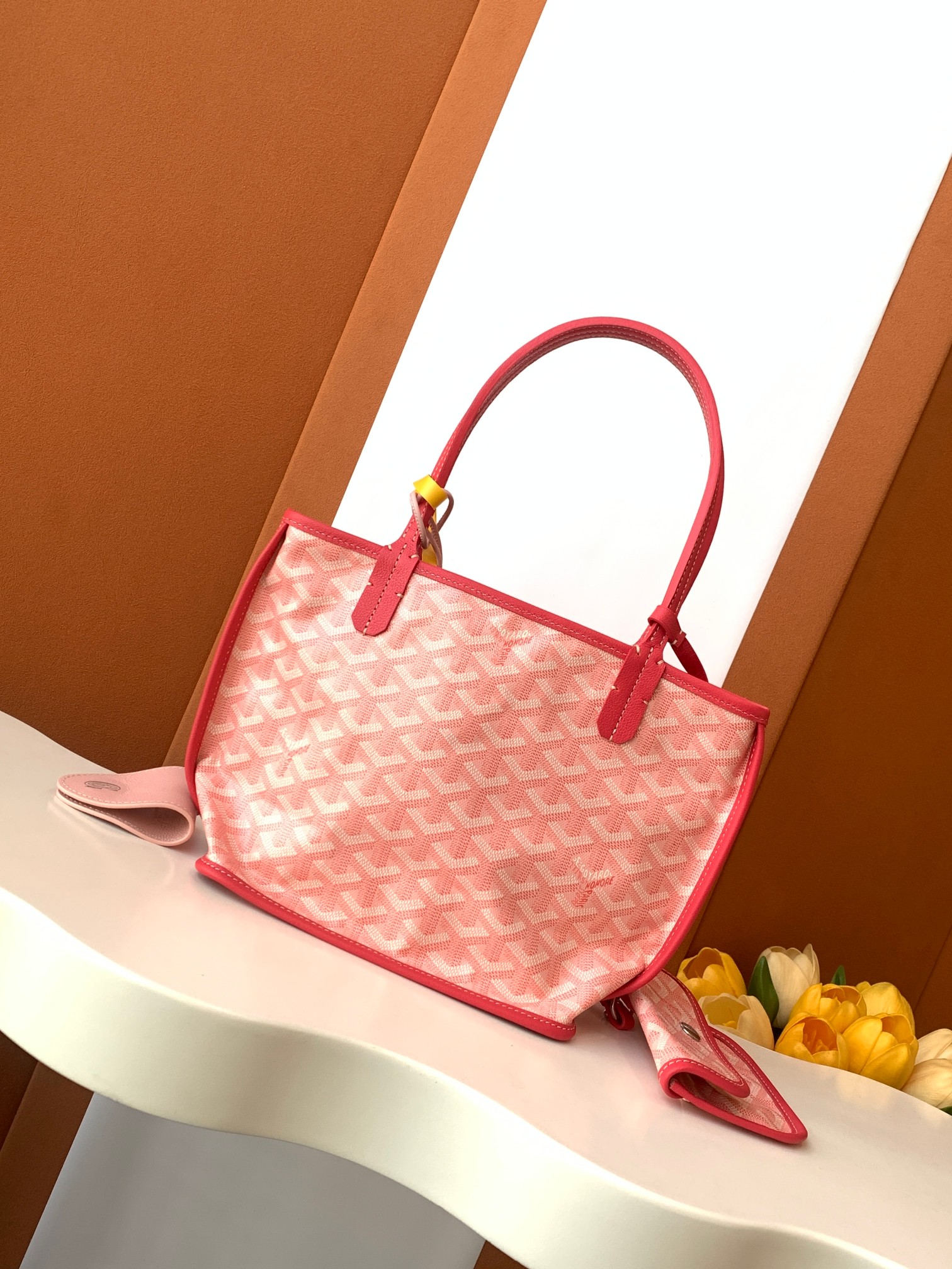 GOYARD MINI Anjor 手提包 粉色 人字紋