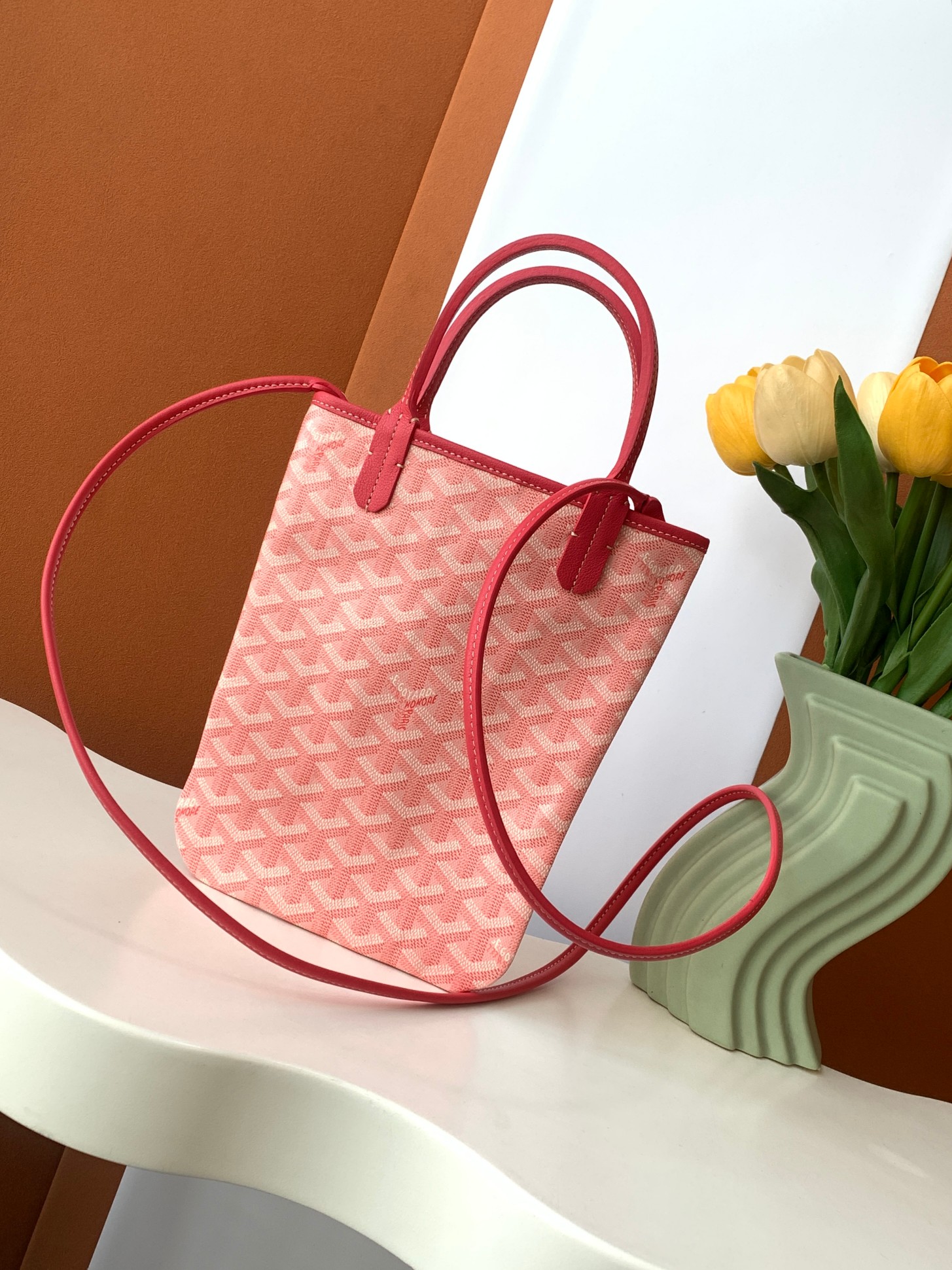 Goyard Poitiers canvas calfskin crossbody bag