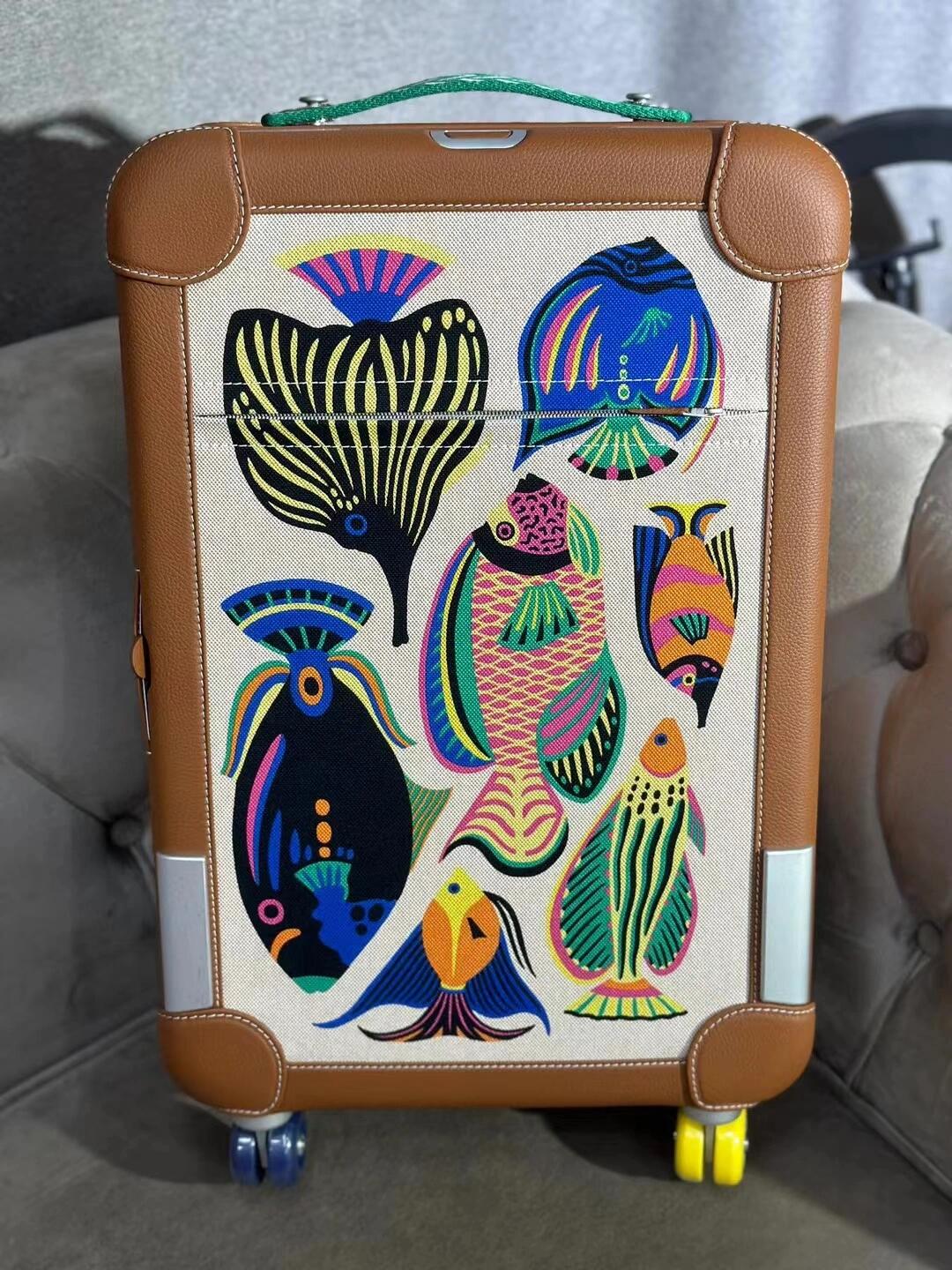 NO:269995,Hermes new seasonal suitcase boarding case 20 golden brown, hermes19860909Hermes 新款季节行李箱登机箱20 金棕色,,hermes,luggage