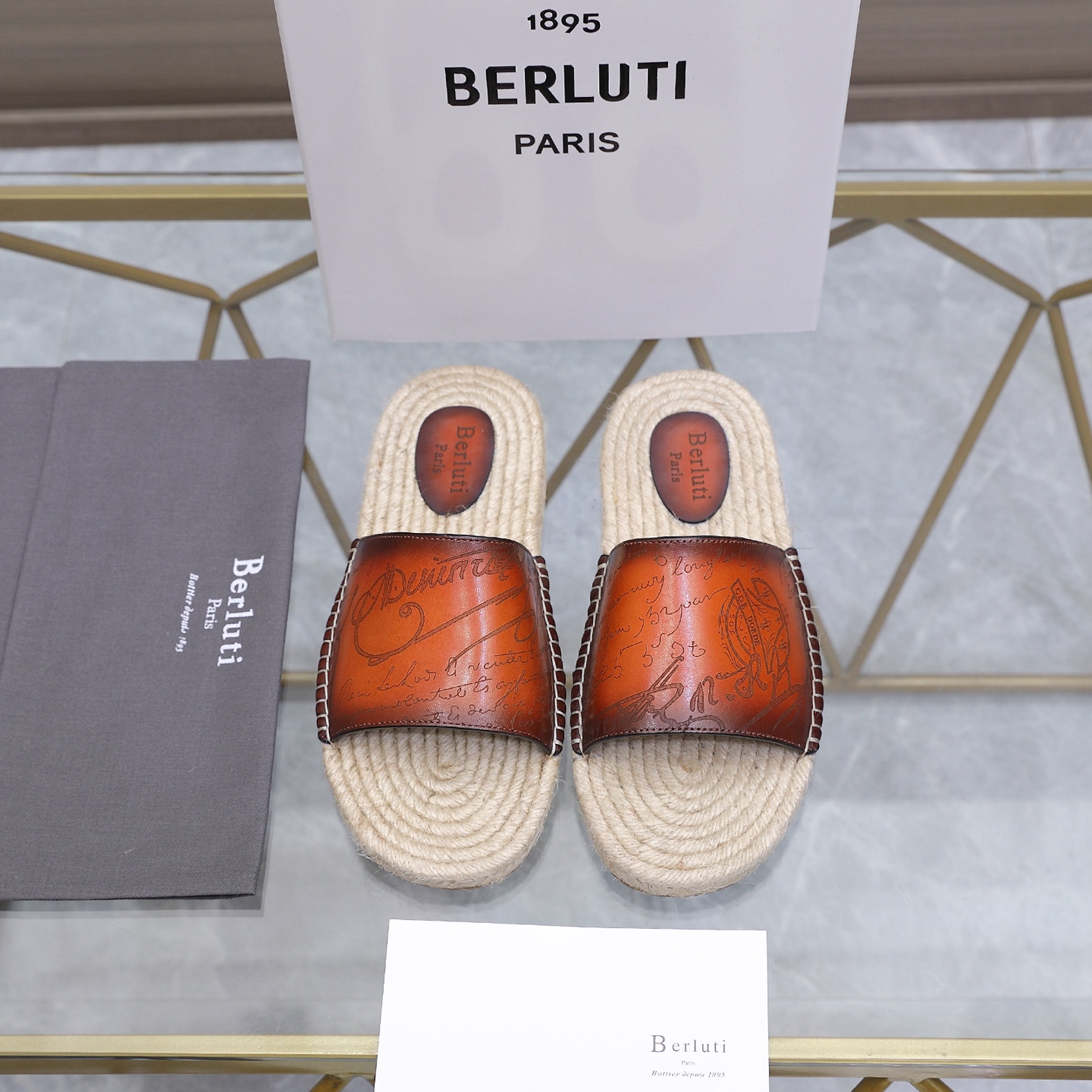 [Berluti] Top @ Talla: 39-45 (38.46.47 se puede personalizar) Berluti, las mejores pantuflas de cuerda de cáñamo para h…