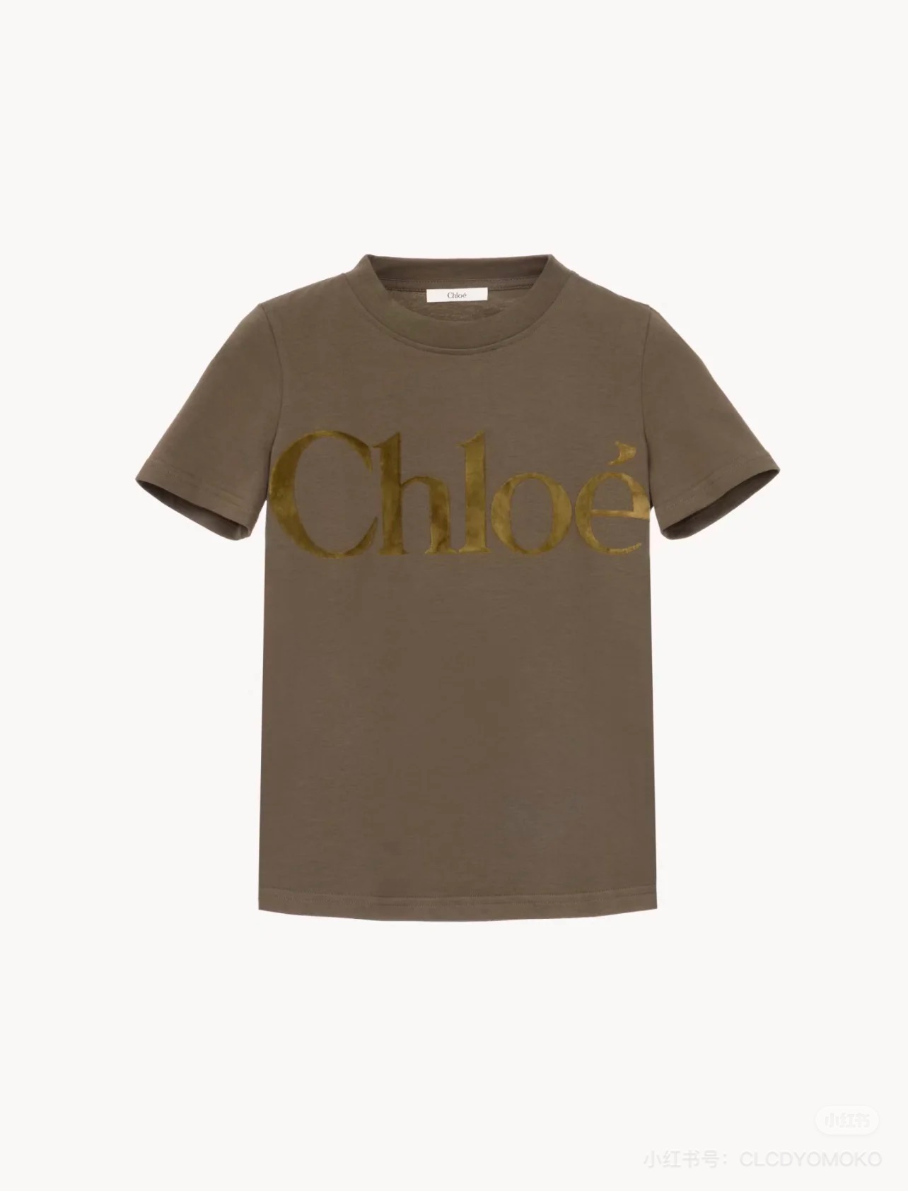 Chlo* Original Female Suit: Stylish Velvet Letter Tee with Shoulder Repair – Simple and Advanced Style. - 图片 7