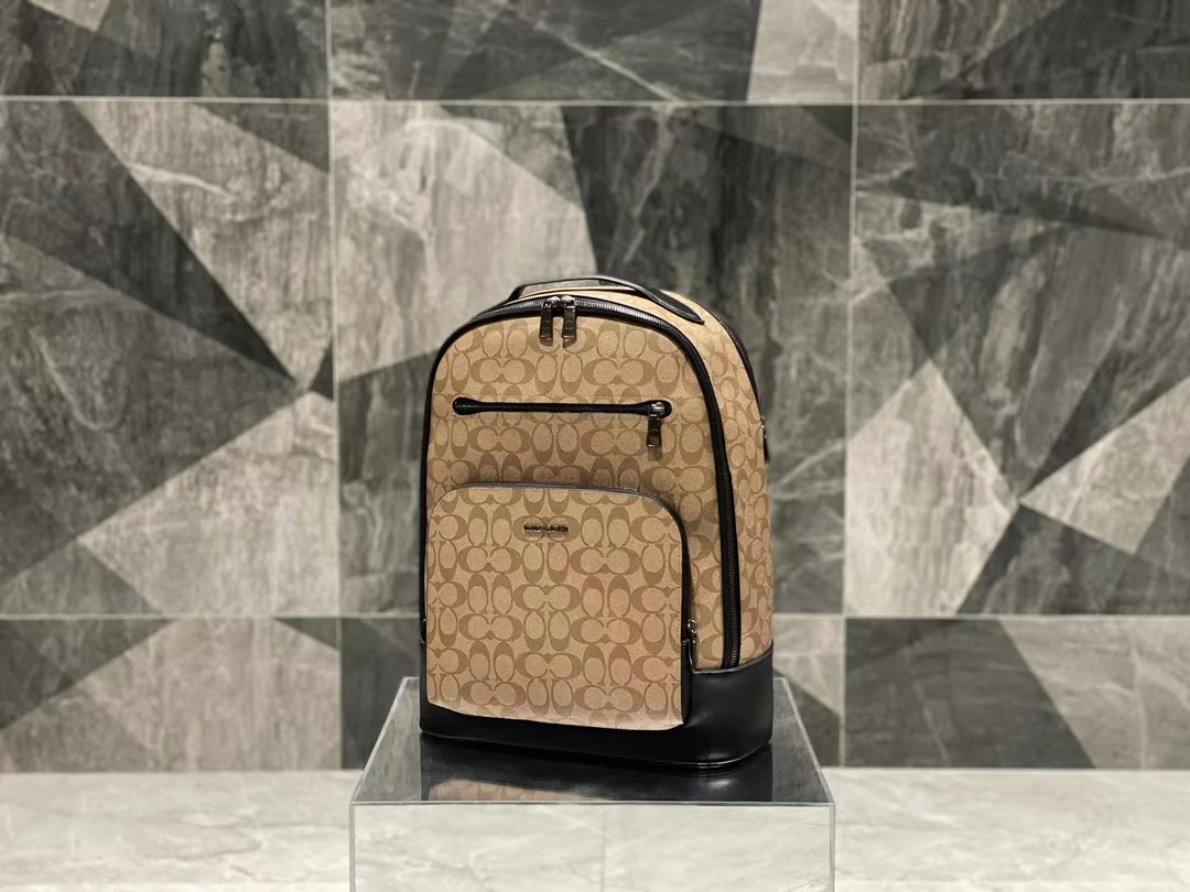 COA クラシック ETHAN ダブルリュックサック - ブラウンモノグラム