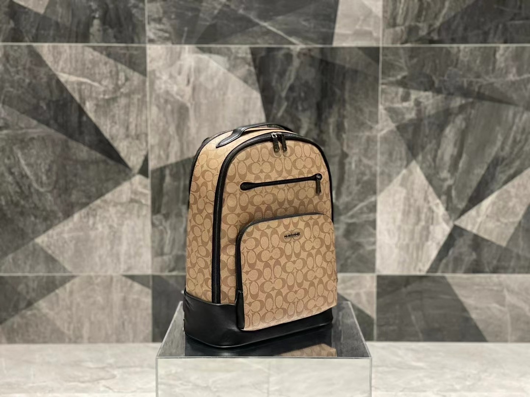 COA クラシック ETHAN ダブルリュックサック - ブラウンモノグラム