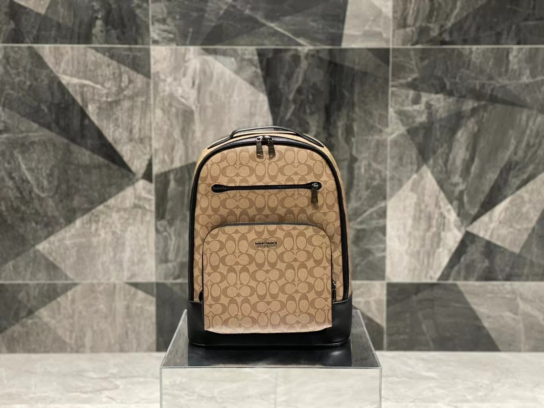 COA クラシック ETHAN ダブルリュックサック - ブラウンモノグラム