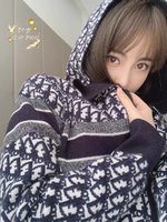 Dior Clothing Cardigans cheap online Best Designer
 Blue Printing Cashmere Knitting Fall/Winter Collection Oblique Hooded Top