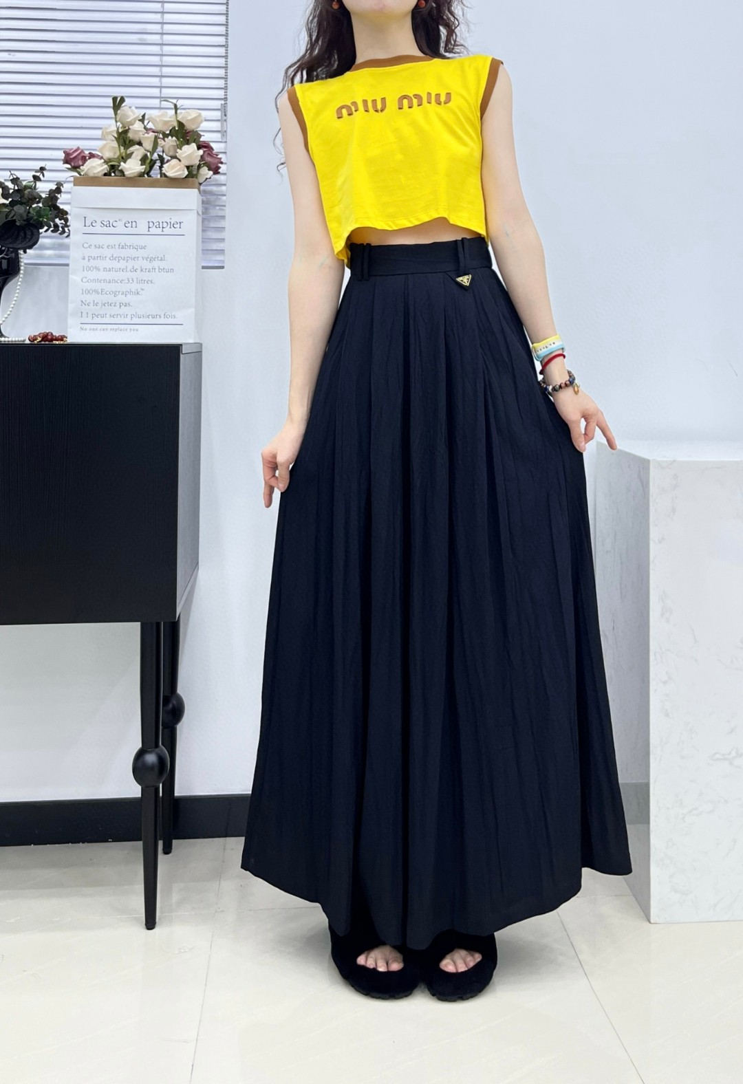 Prada Clothing Skirts Black Gold Fashion