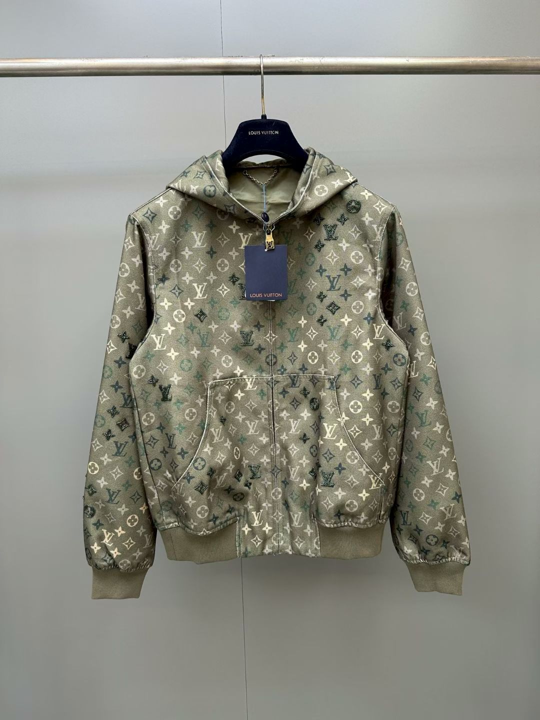 LV Khaki Monogram Hooded Jacket