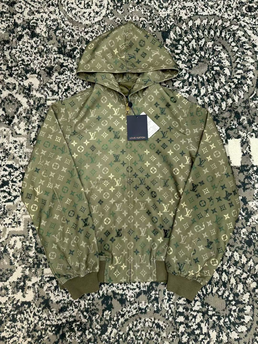 LV Khaki Monogram Hooded Jacket
