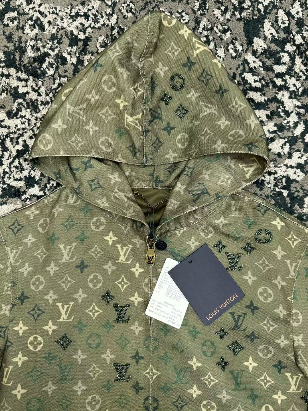 LV Khaki Monogram Hooded Jacket