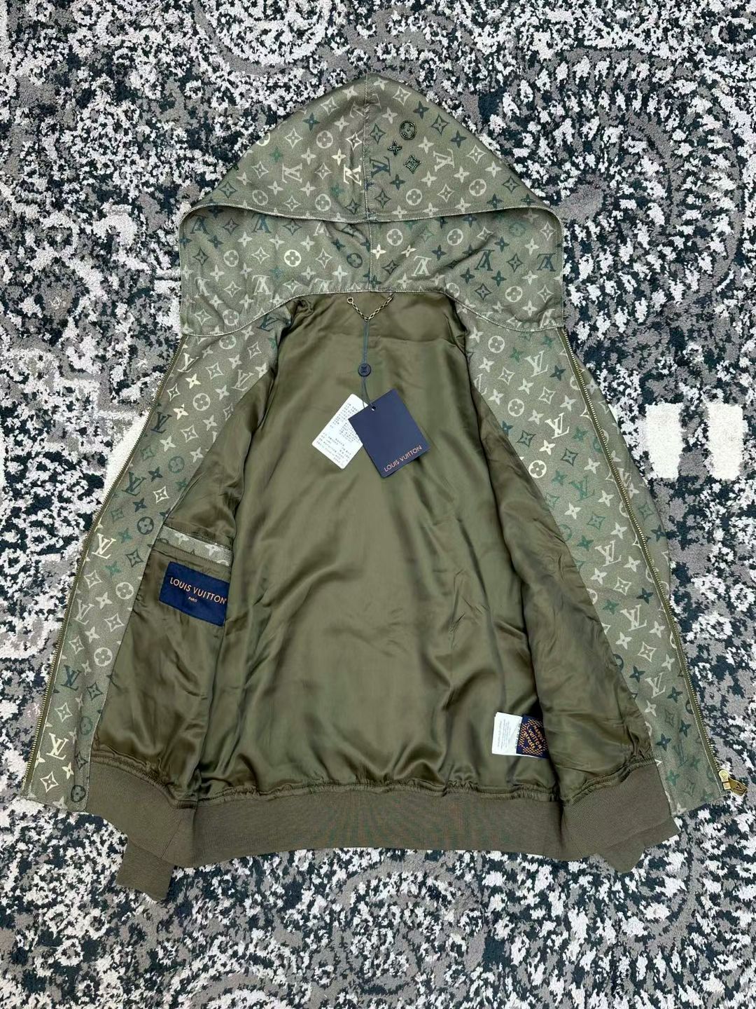 LV Khaki Monogram Hooded Jacket