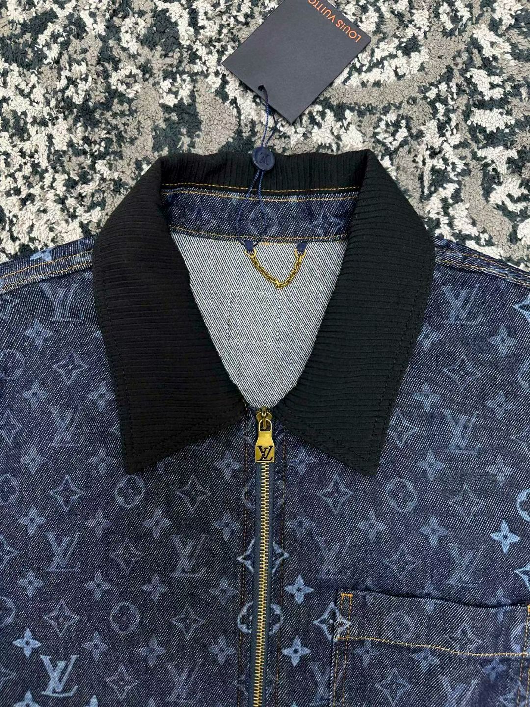 LV Blue Monogram Denim Zip Jacket