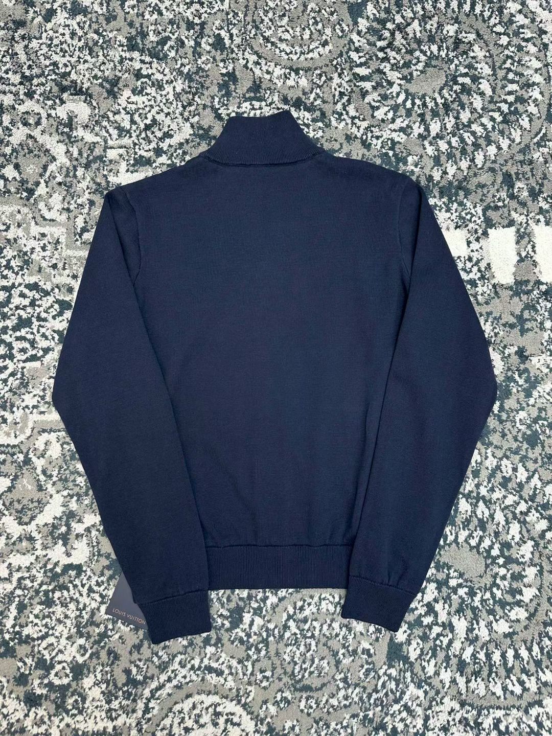 LV Navy Gold Logo Zip Knit Jacket