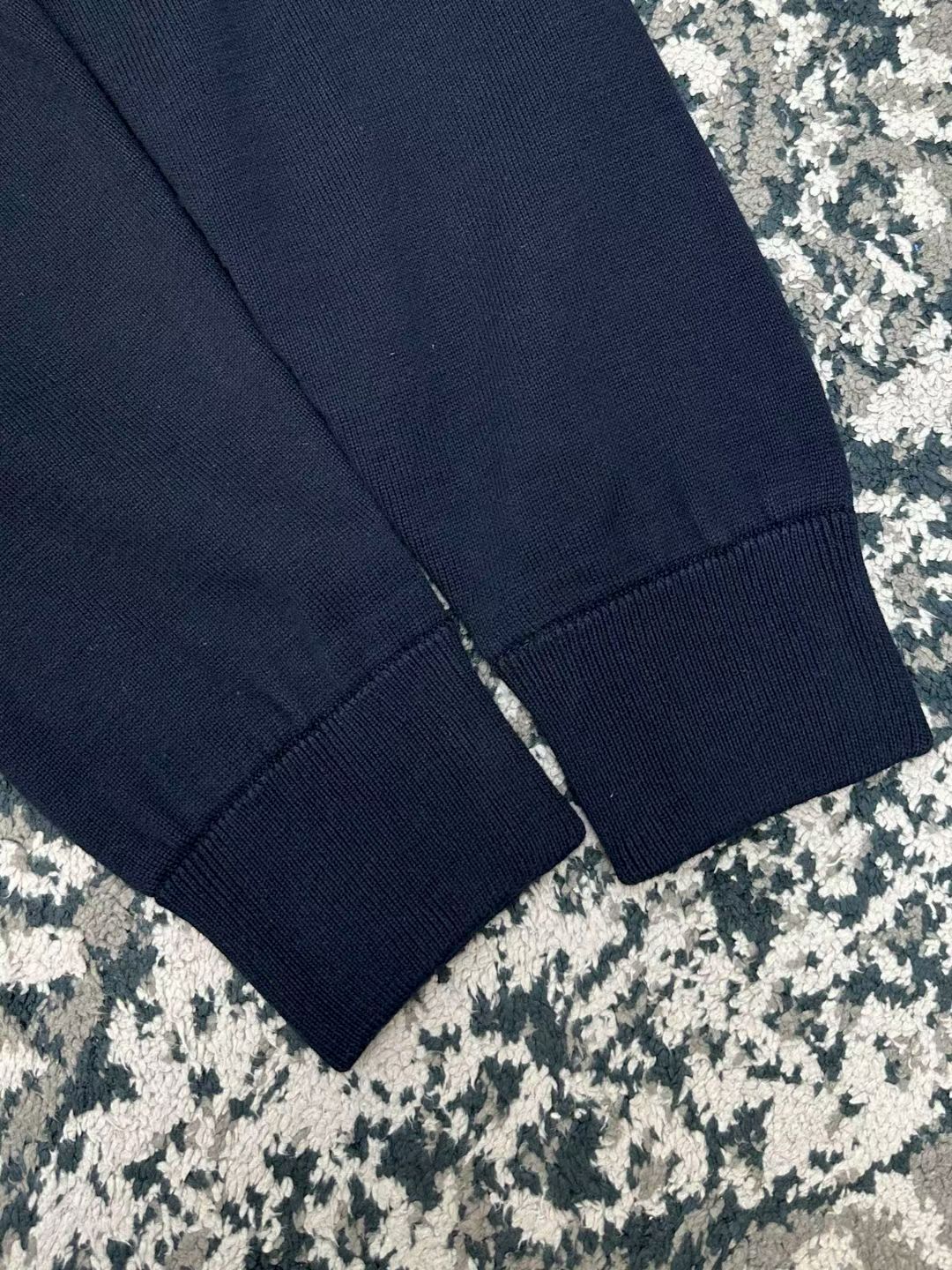 LV Navy Gold Logo Zip Knit Jacket
