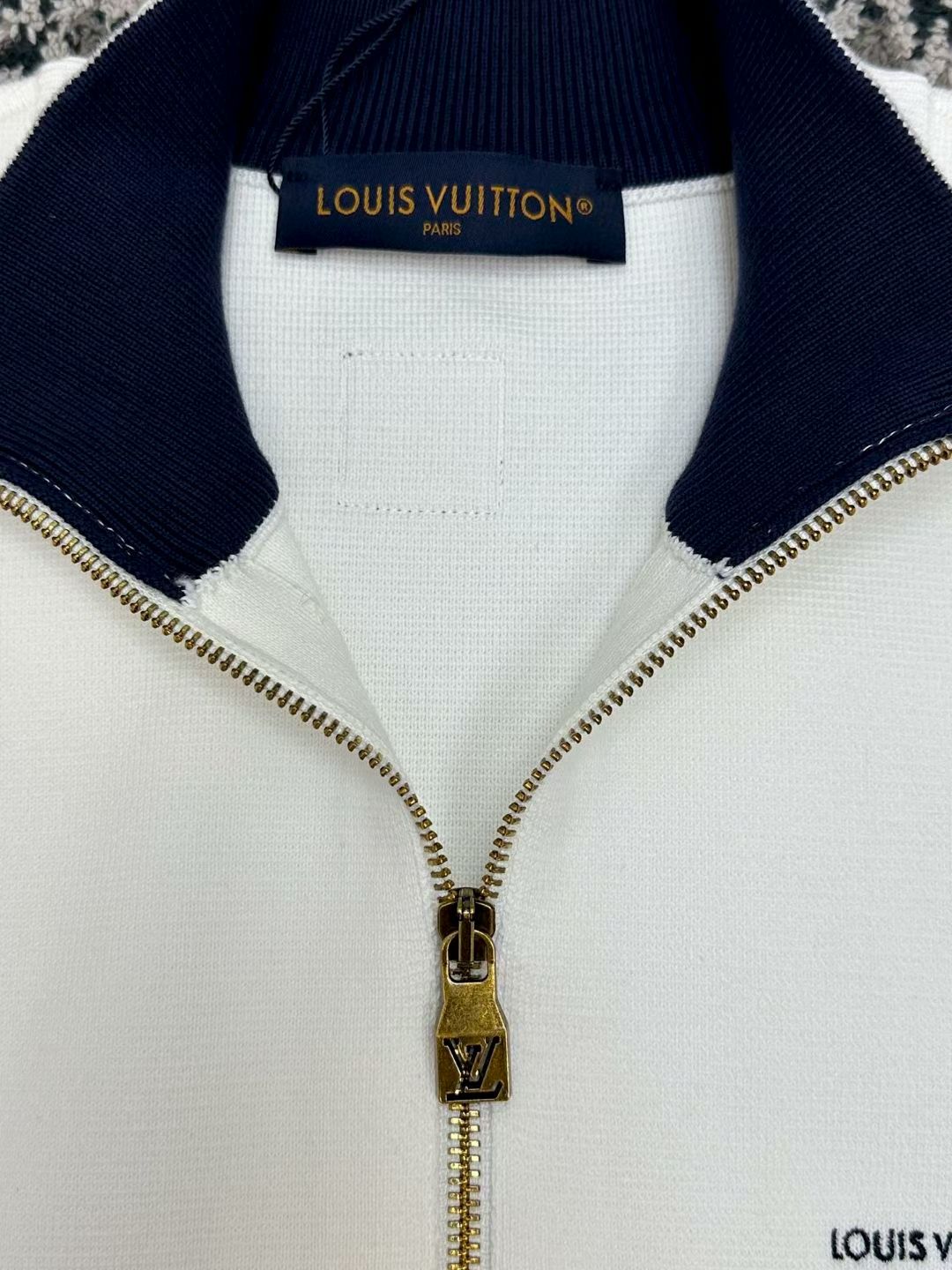 LV White Gray Color Block Zip Jacket