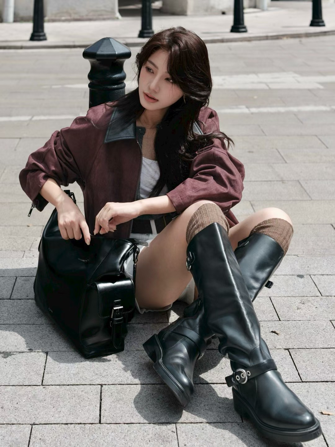 NO:613288,Internet celebrity shows off her feet in black, boots, boots19860909网红上脚展示黑色,靴子,boots,Women's Shoes