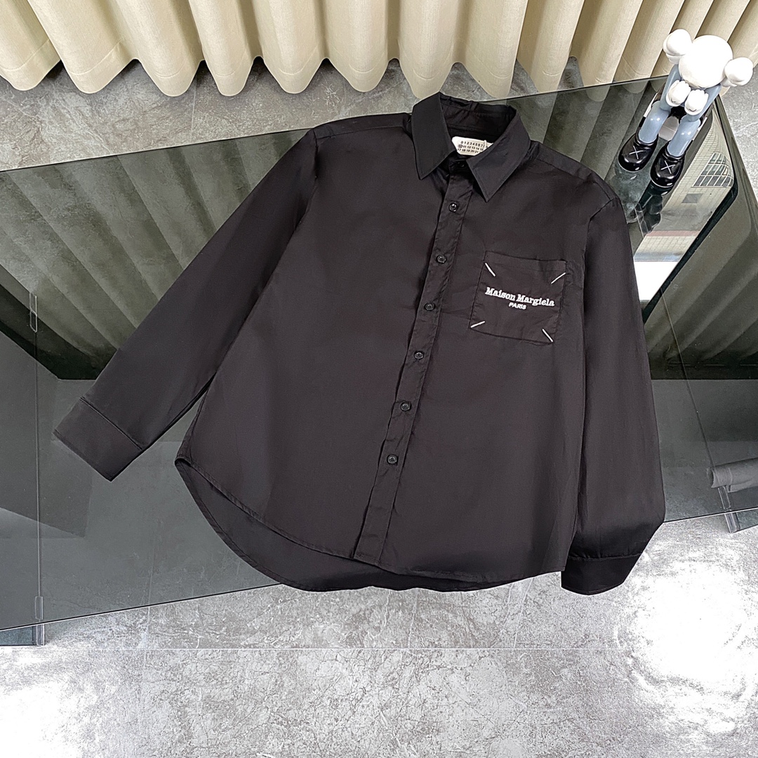 Maison Margiela MM6 Magira Quadrant Embroidered Shirt in Black and White - 图片 1