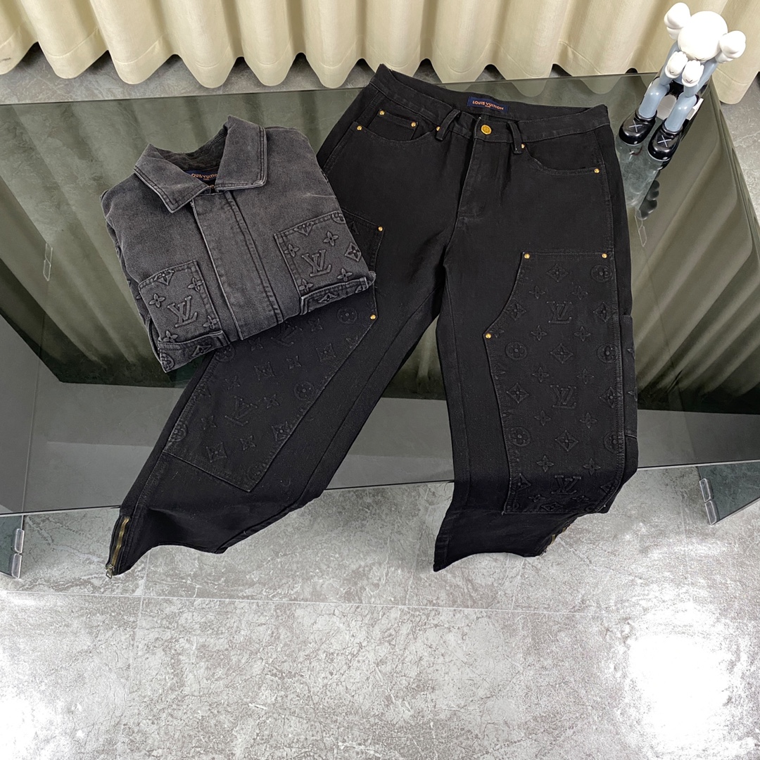 Louis Vuitton Vêtements Manteaux & Blousons Jeans Culottes & Pantalons Tenues Deux Pièces & Ensembles Assortis Noir Bleu épissure Unisexe Fashion Peu importe