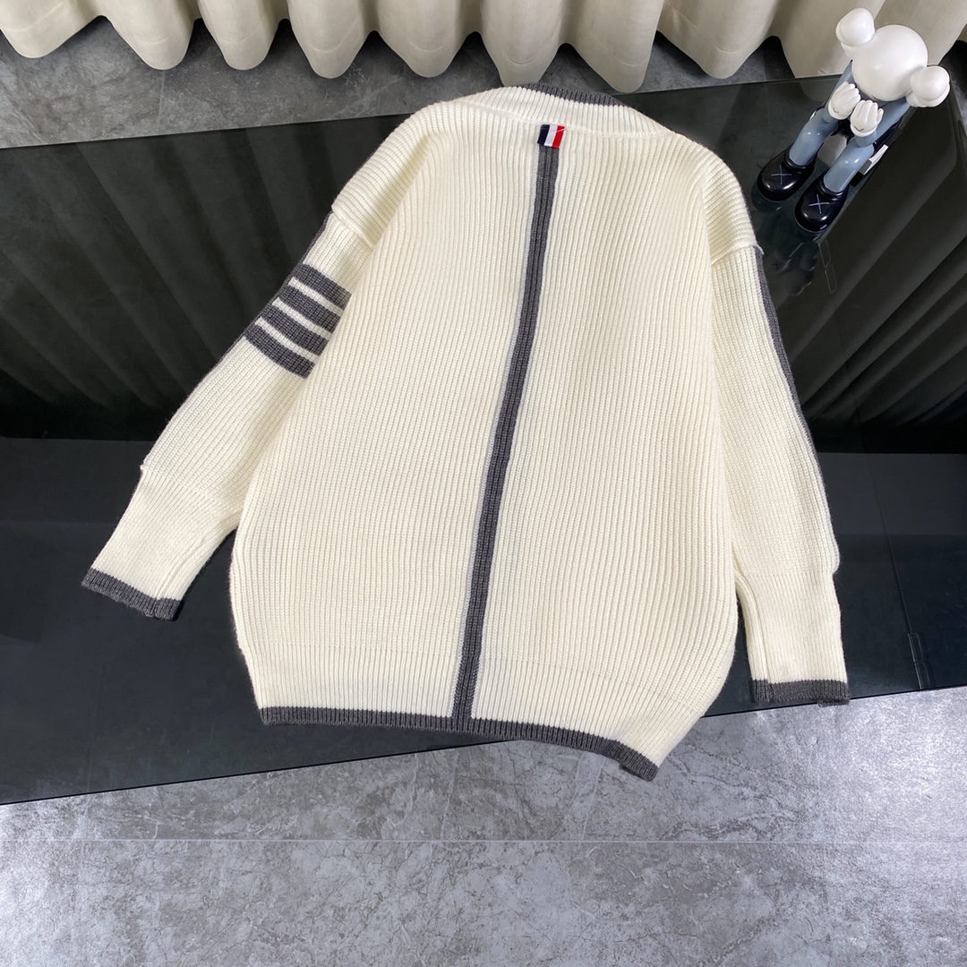 THOM BROWNE TB 23ss Sweater Jacket: Classic Four-Bar Wool Needles, Exclusive High-End Custom - 图片 2