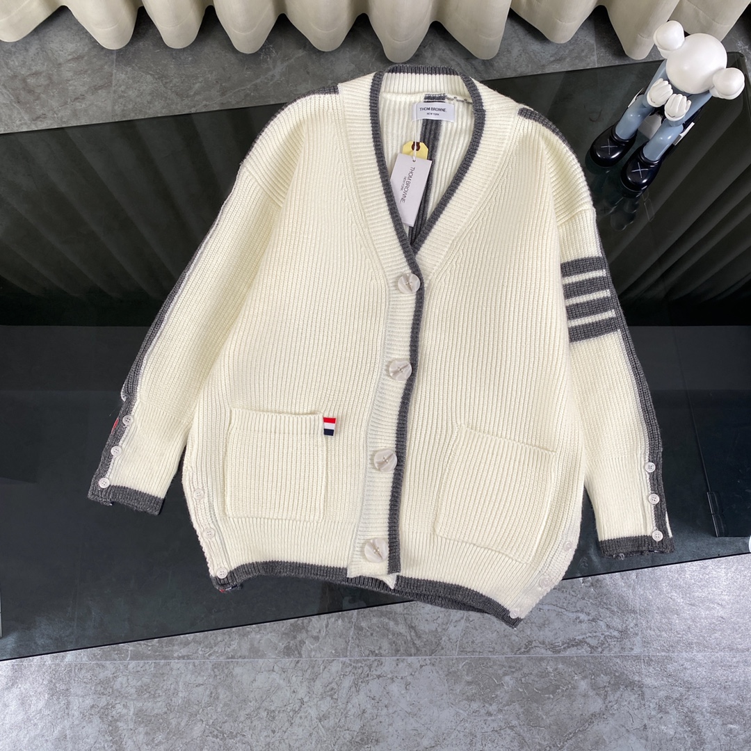 THOM BROWNE TB 23ss Sweater Jacket: Classic Four-Bar Wool Needles, Exclusive High-End Custom - 图片 1