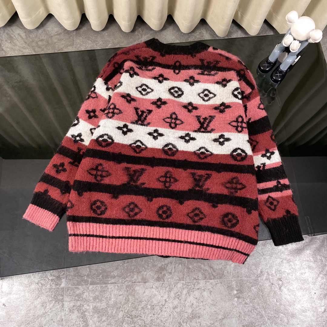 Louis Vuitton Red Horse Hair Knitted Sweater with High-Quality Materials - 图片 2