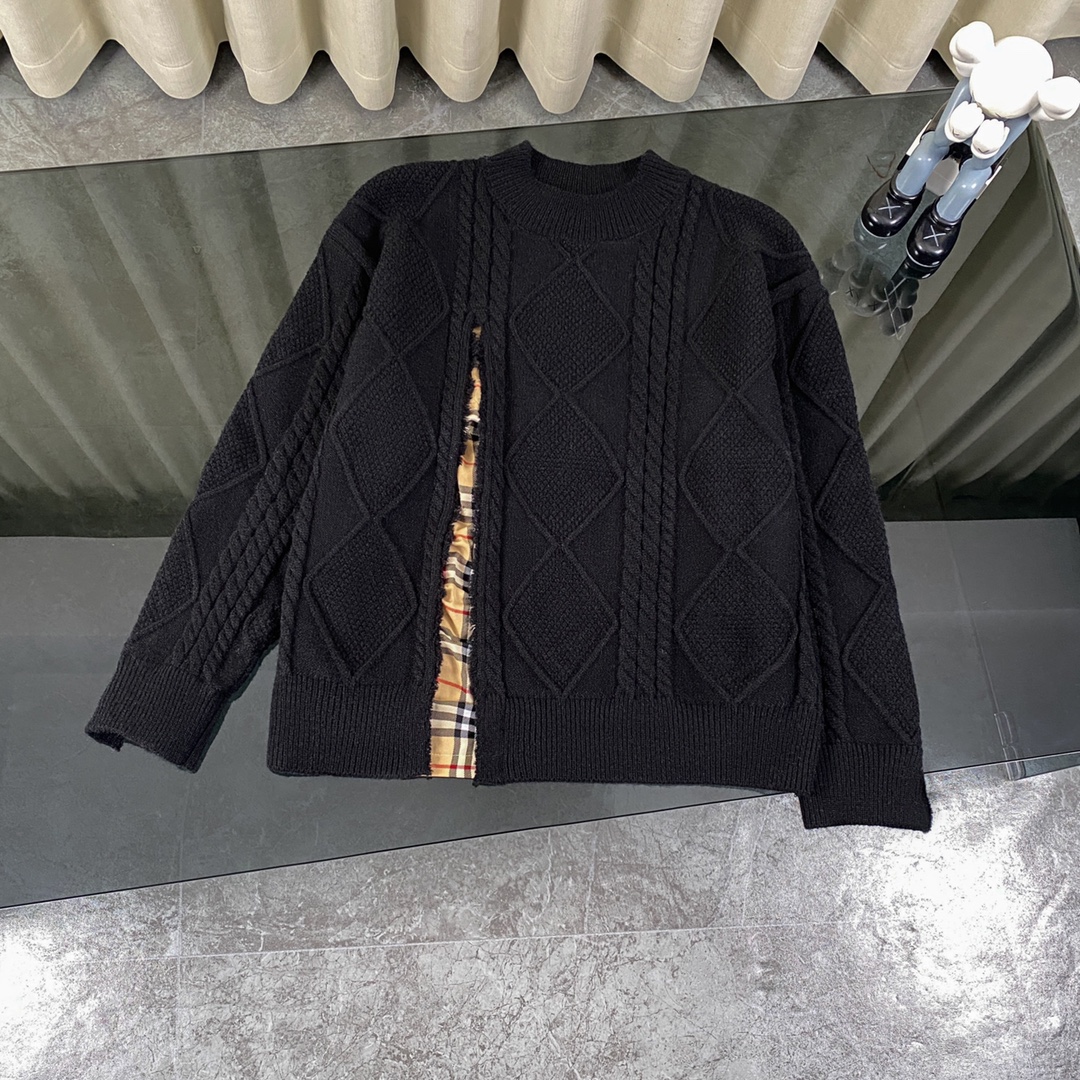 Burberry Barbory Black Plaid Sweater: Classic Style for Young Men and Women - 图片 1