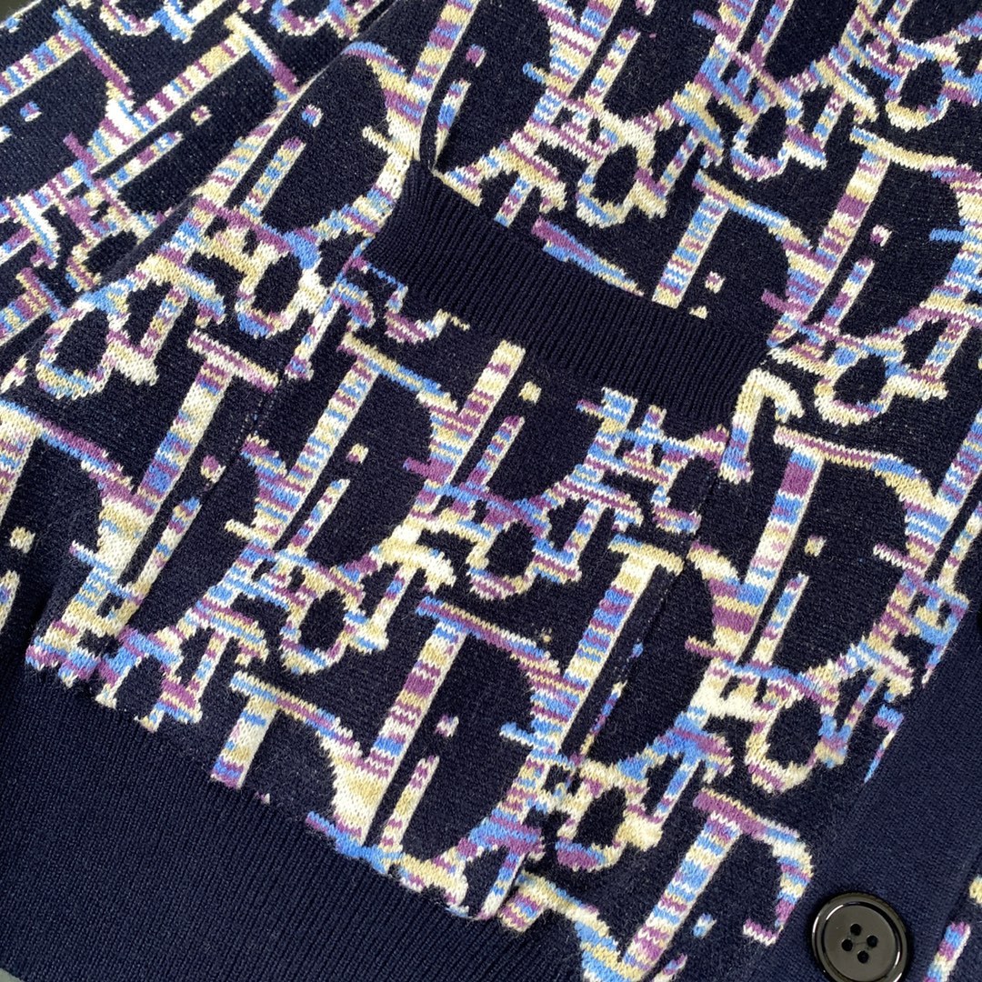 Dior 2024s Blue Wool Pheasant V-Collar Coat with Oblique Print – Gender Equality - 图片 7