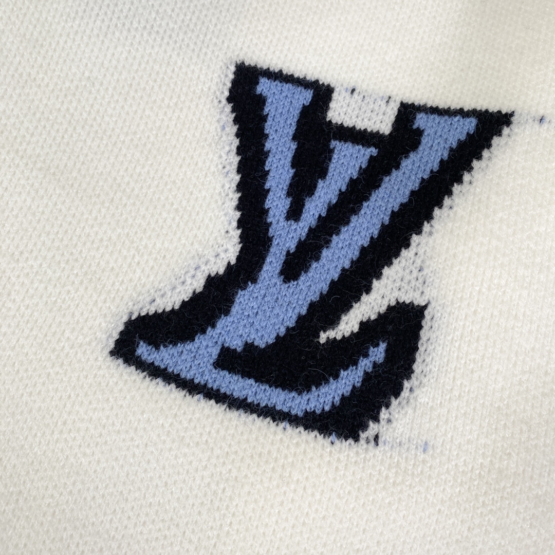 LV Classic Wool Sweater with Floral Detail in Grey and White, Sizes S-L - 图片 6