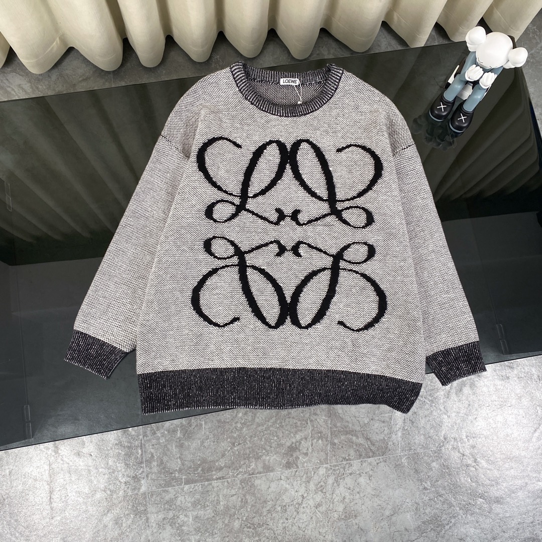 High-Quality 360cj Top Version Loewe Wool Coat in Grey Curtain, 23SS - 图片 1