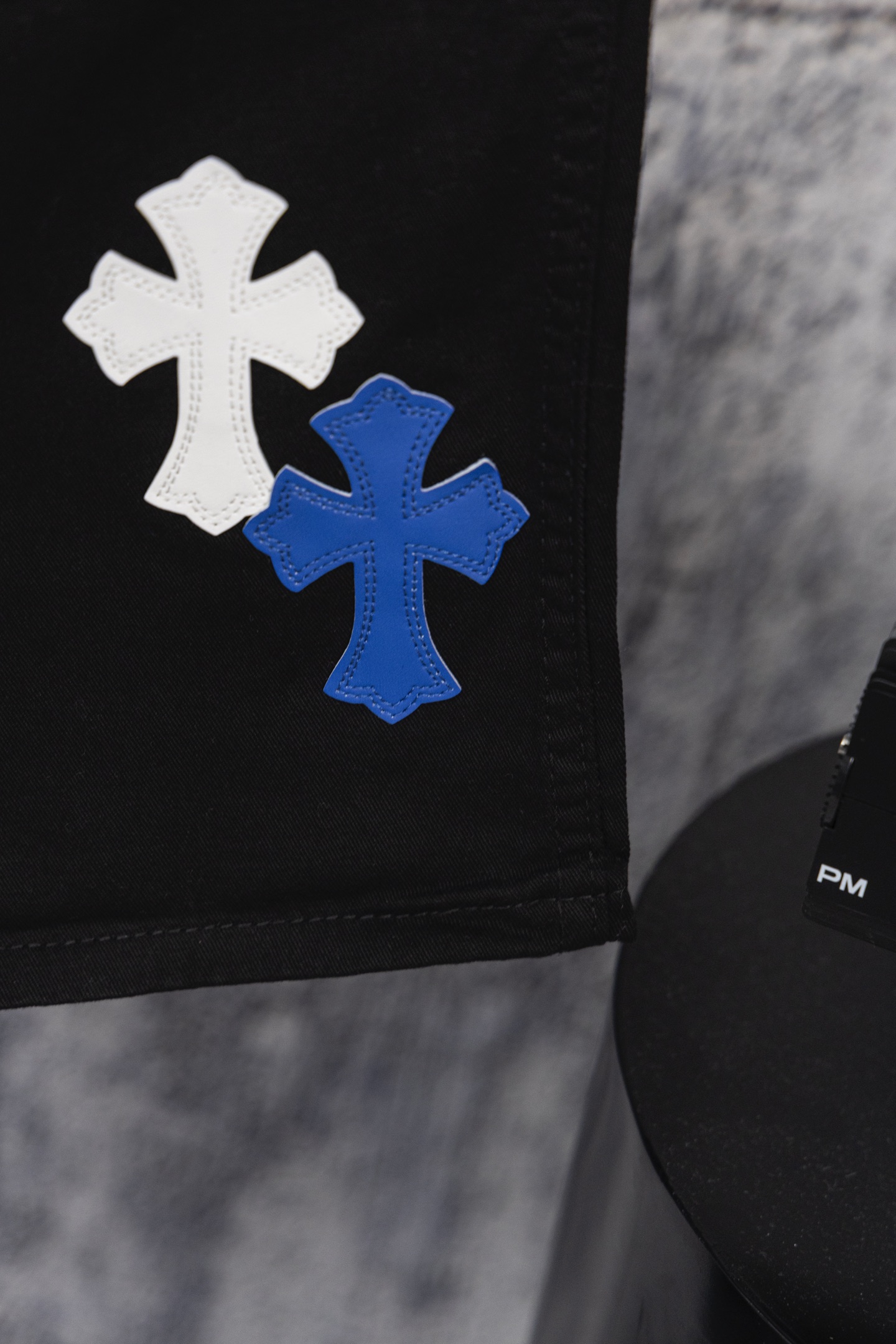 Chrome Hearts Blue & White Cross Patch Black Carpenter Denim Pants 9 i1758059877224 6007 0 6