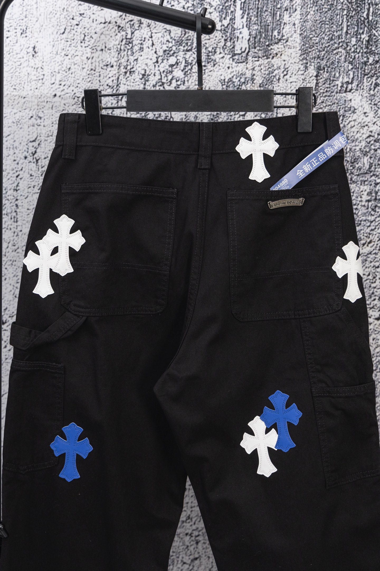 Chrome Hearts Blue & White Cross Patch Black Carpenter Denim Pants 11 i1758059878864 9220 0 11