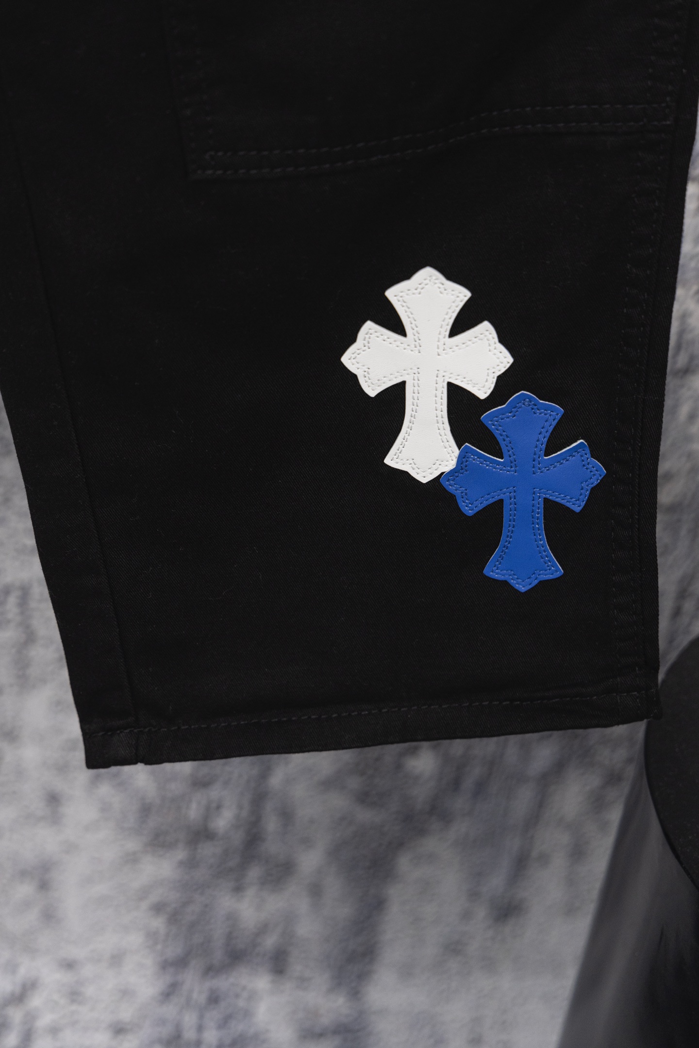 Chrome Hearts Blue & White Cross Patch Black Carpenter Denim Pants 10 i1758059879010 8272 0 5