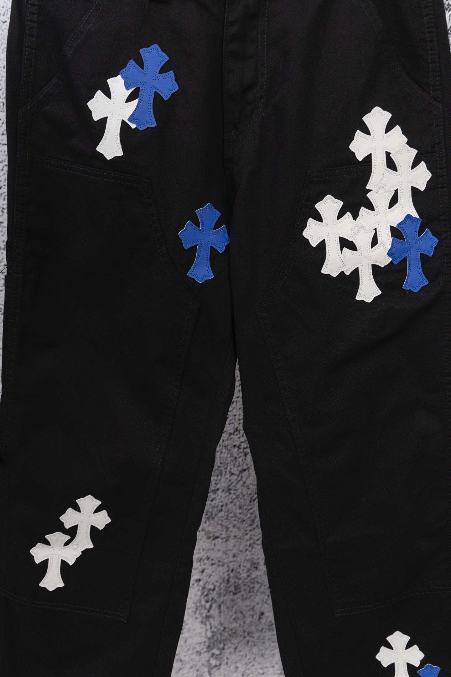 Chrome Hearts Blue & White Cross Patch Black Carpenter Denim Pants 8 i1758059880117 517 0 7