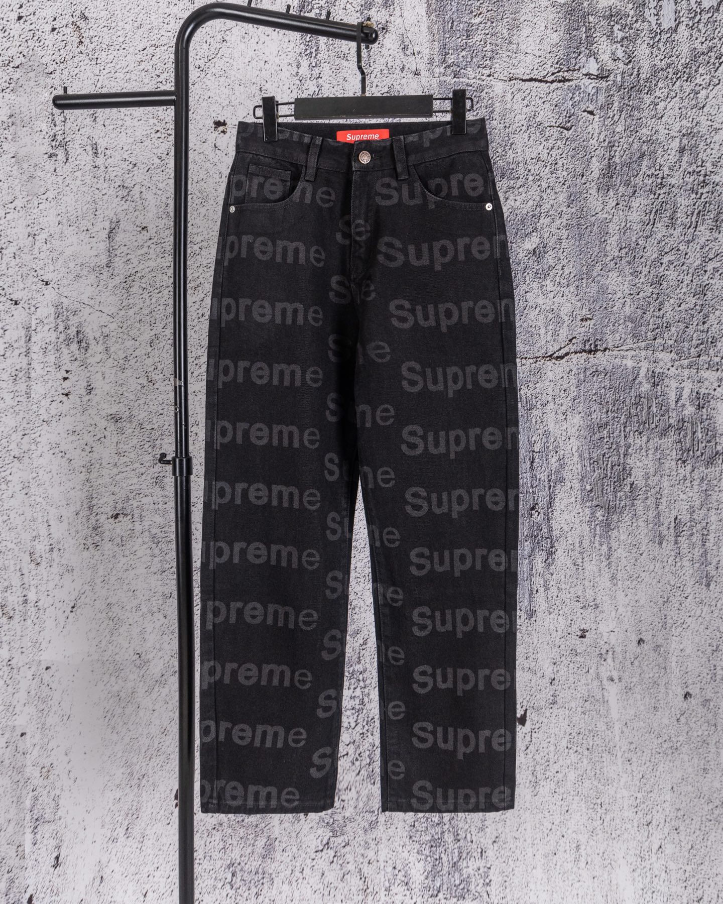 P130 Supreme 26ss nuevo clásico logo de letras estampado completo jeans rectos, ¡artículo imprescindible en el armario …