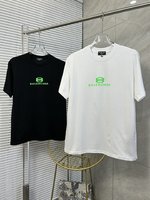 Balenciaga Clothing T-Shirt Black White Printing Unisex Cotton Short Sleeve
