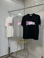Dior Clothing T-Shirt Black Grey White Printing Unisex Spring/Summer Collection Fashion Short Sleeve
